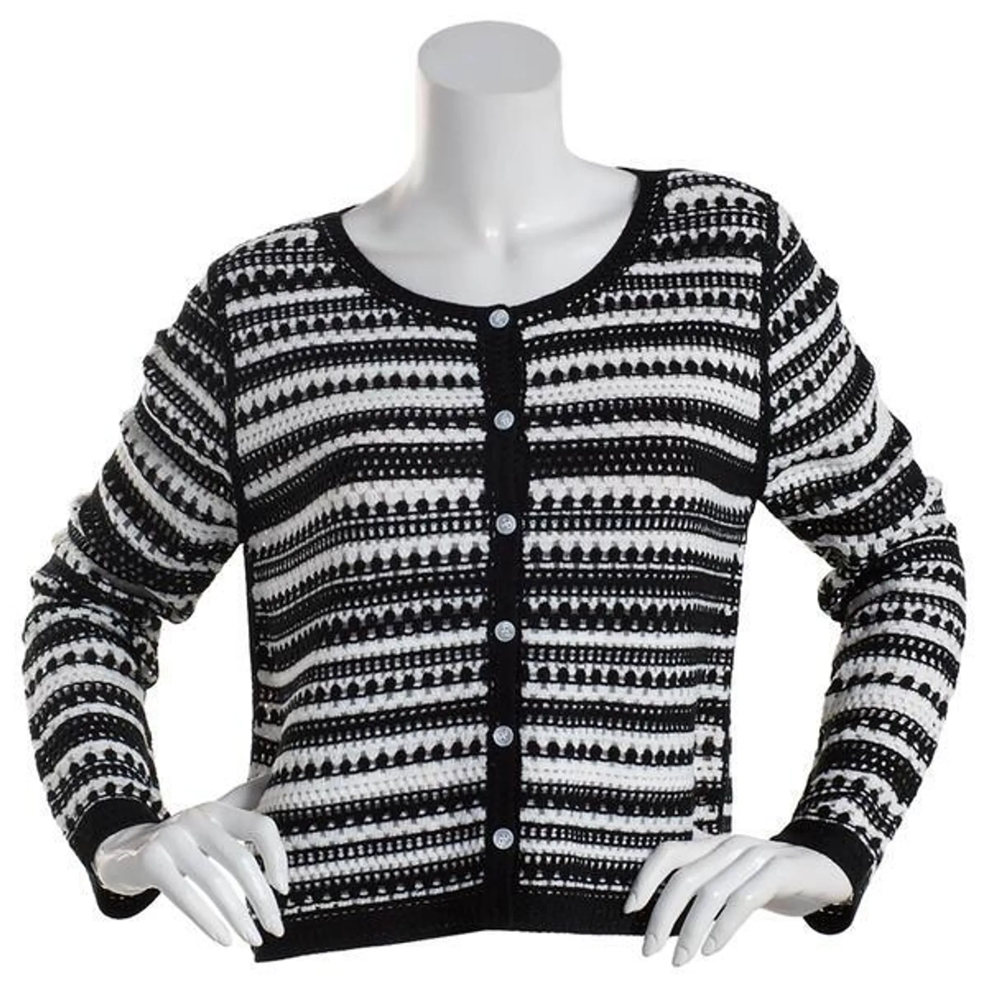 Womens Nanette Lepore Long Sleeve Open Crochet Cardigan