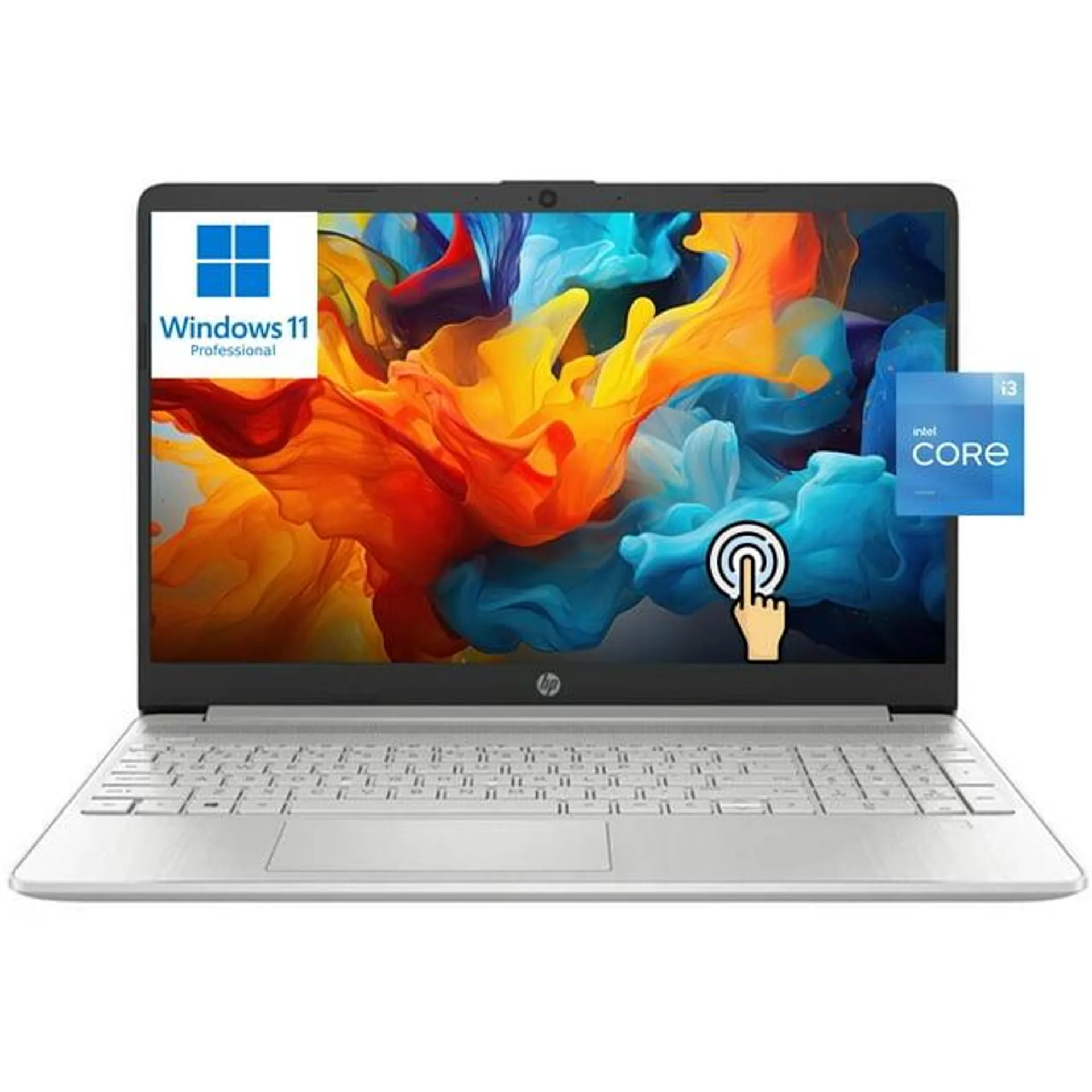 HP Newest 15 15.6\" HD Touchscreen Business Laptop Computer, 12th Gen Intel Core i3-1215U, 8GB RAM, 256GB PCIe SSD, Long Battery Life, Wi-Fi 5, Bluetooth, Natural Silver