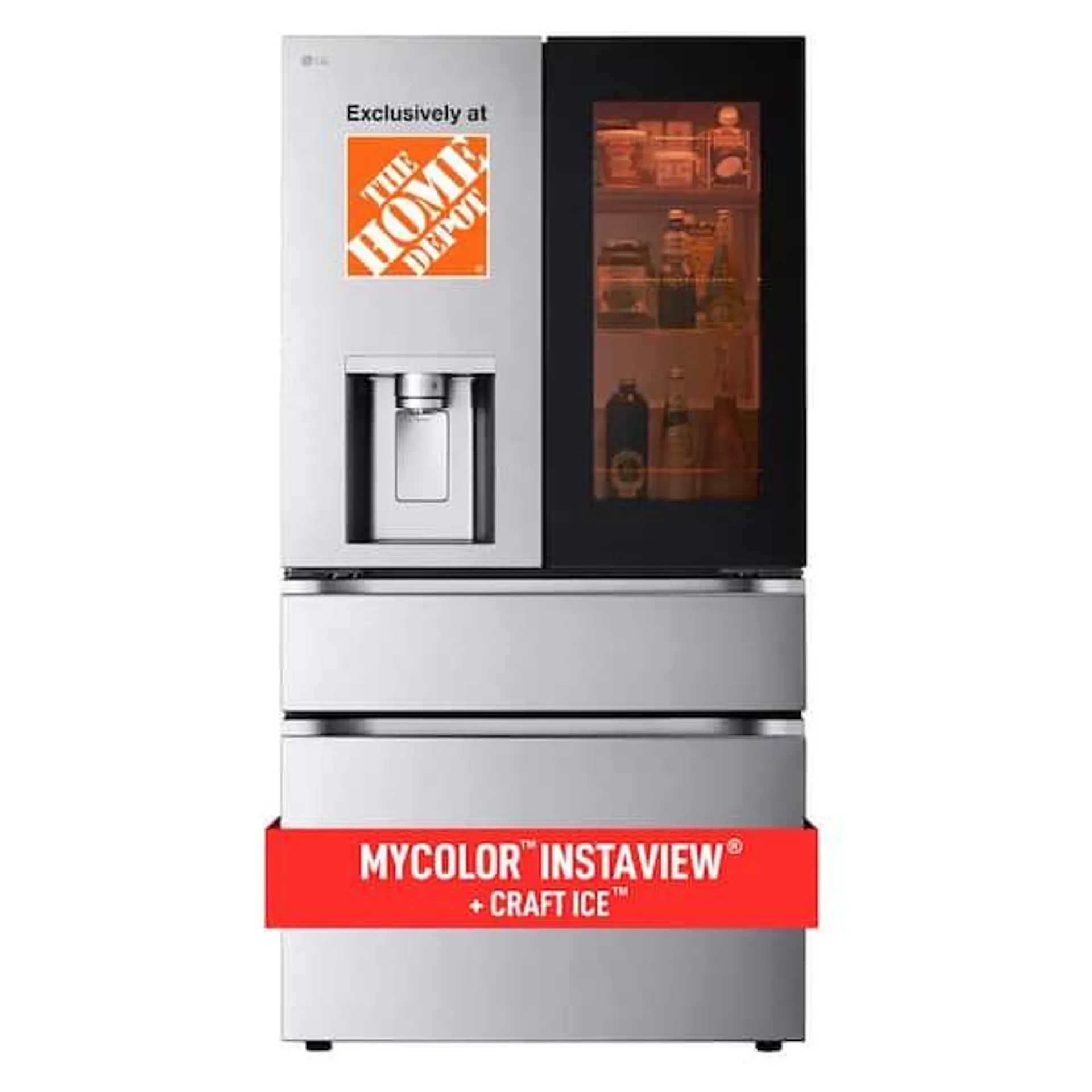 29 cu. ft. SMART MyColor InstaView Standard-Depth MAX 4-Door French Door Refrigerator in Stainless Steel with Craft Ice