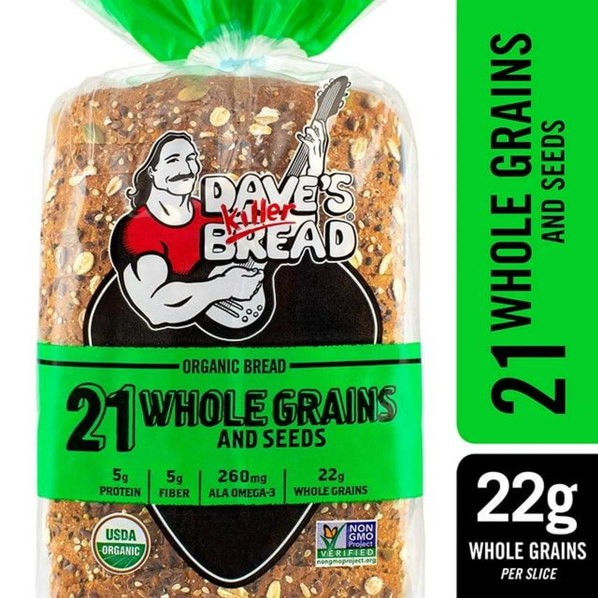 Dave's Killer Bread 21 Whole Grains and Seeds Organic Bread Loaf, 27 oz, Shelf Stable