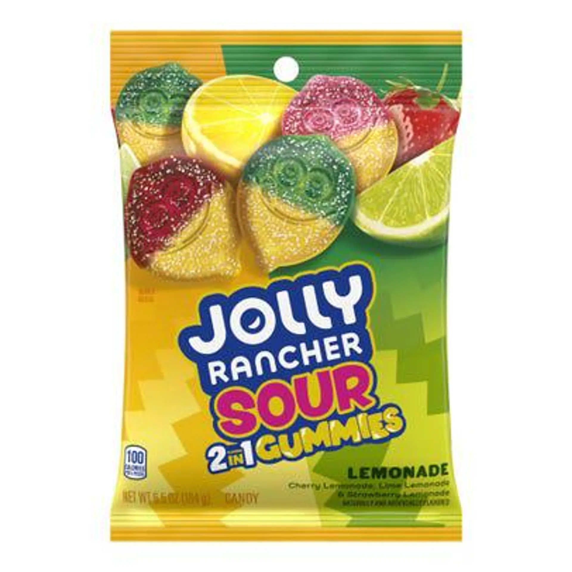 Jolly Rancher Gummies 2-in-1 Fruit Flavored Candy Bag - Sour Lemonade Stand, 6.5 oz