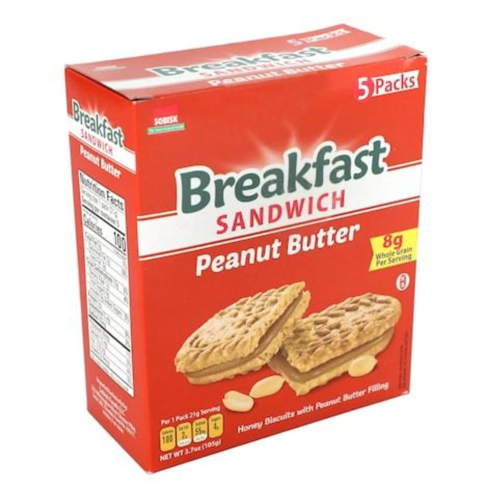 Sobisk Peanut Butter Breakfast Sandwich Cookies, 5.3 oz. Boxes