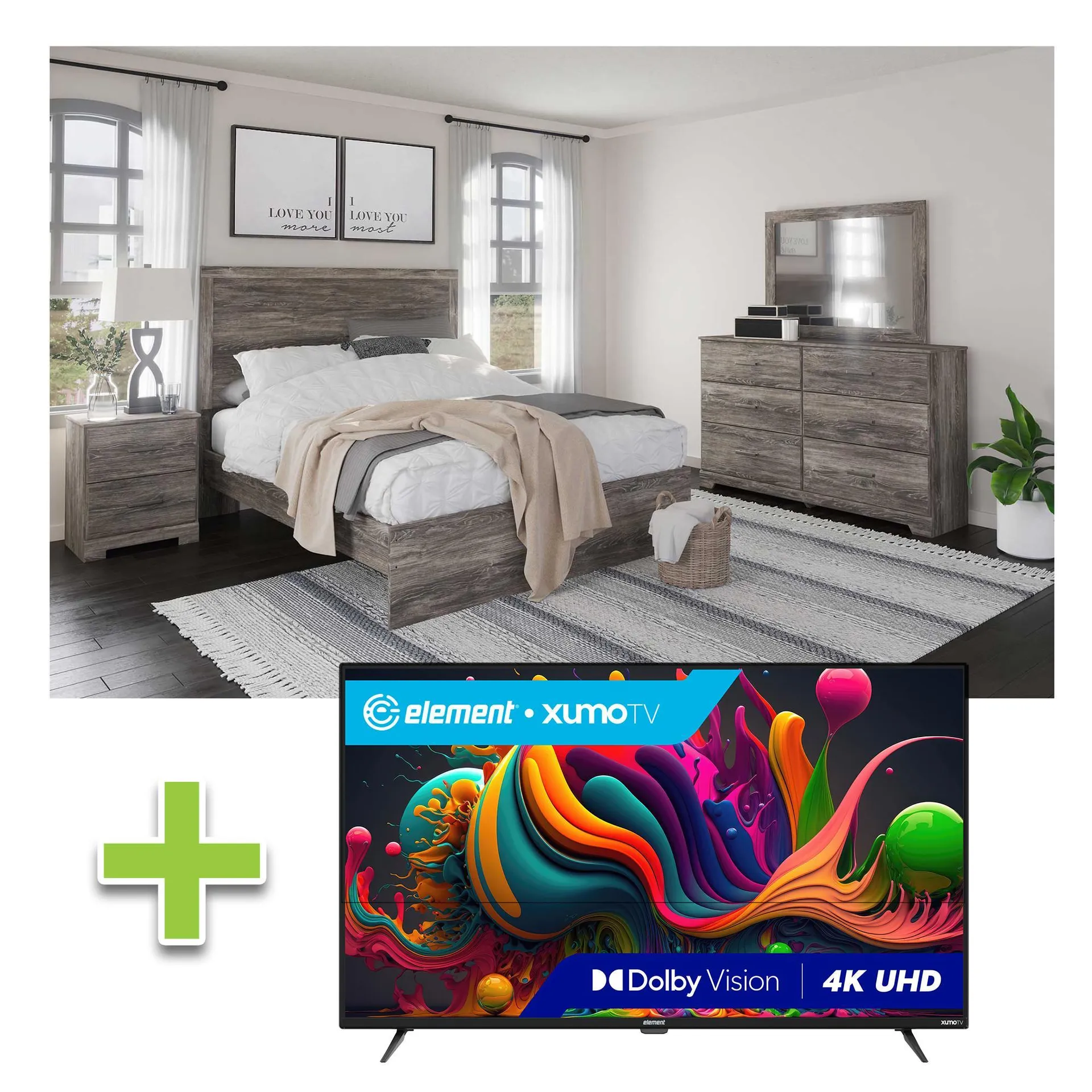 6 - Piece Ralinski Queen Bedroom Set with Element 50" 4K UHD Smart Xumo TV