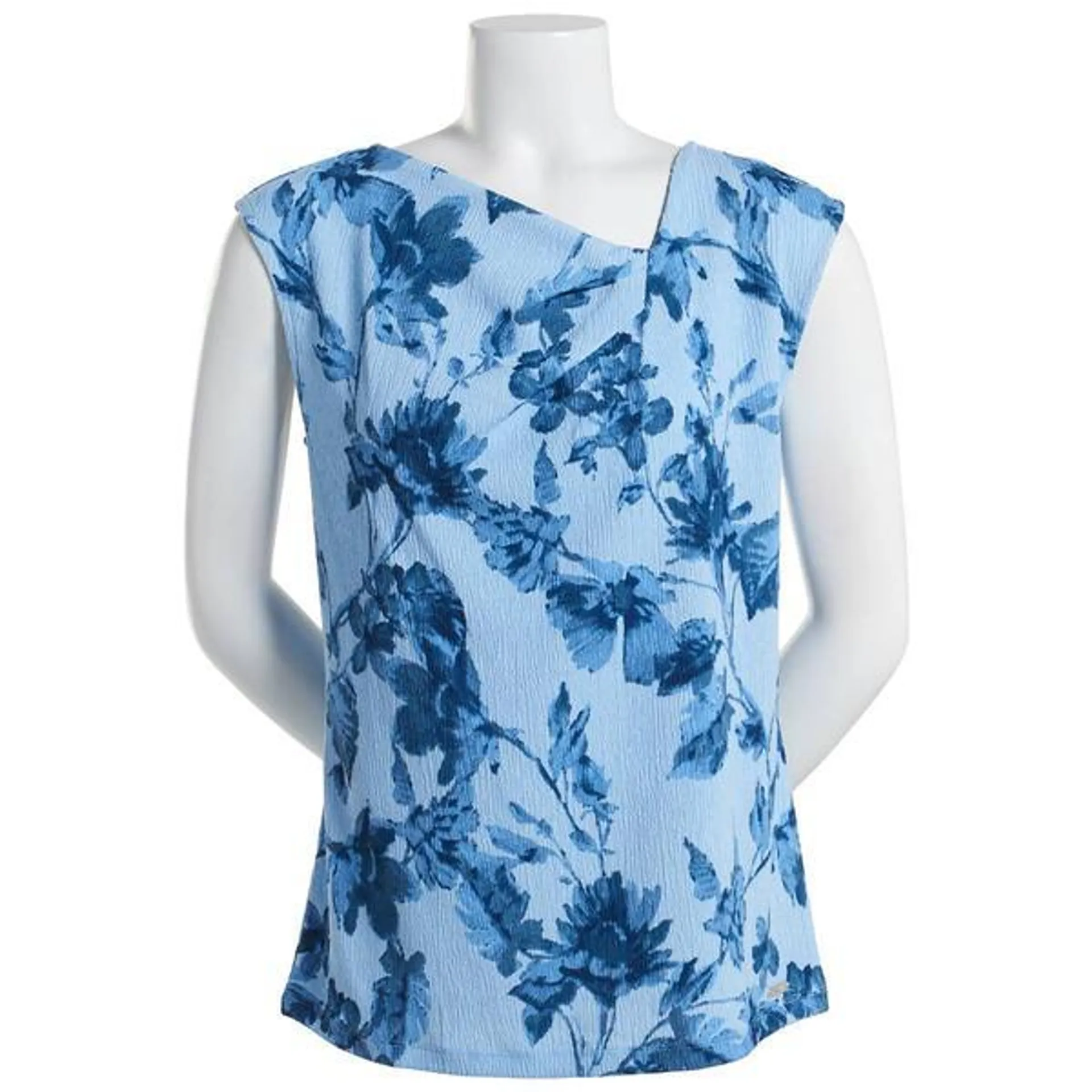 Womens Calvin Klein Cap Sleeve Floral Textured Blouse