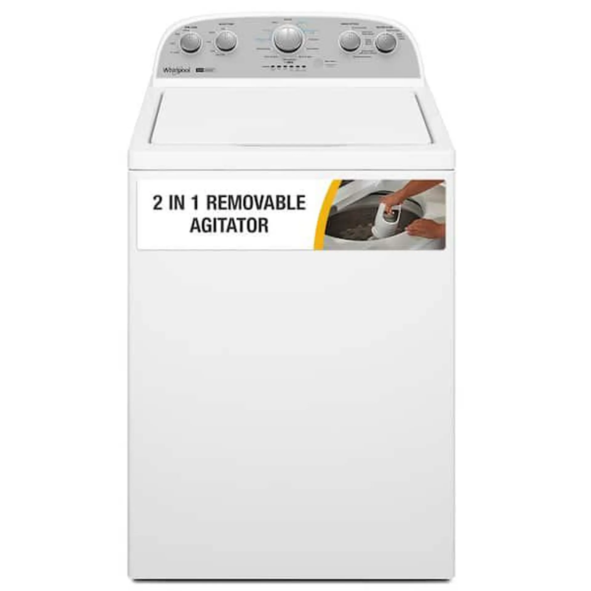 3.8 - 3.9 cu.ft. Top Load Washer in White with 2 in 1 Removable Agitator