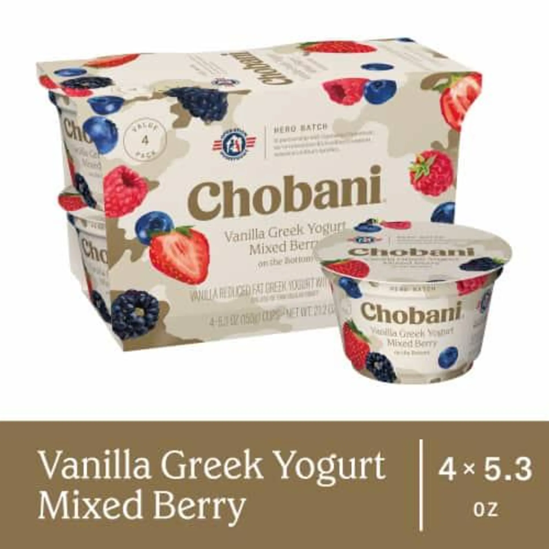 Chobani® Vanilla with Mixed Berry Low Fat Greek Yogurt Cups