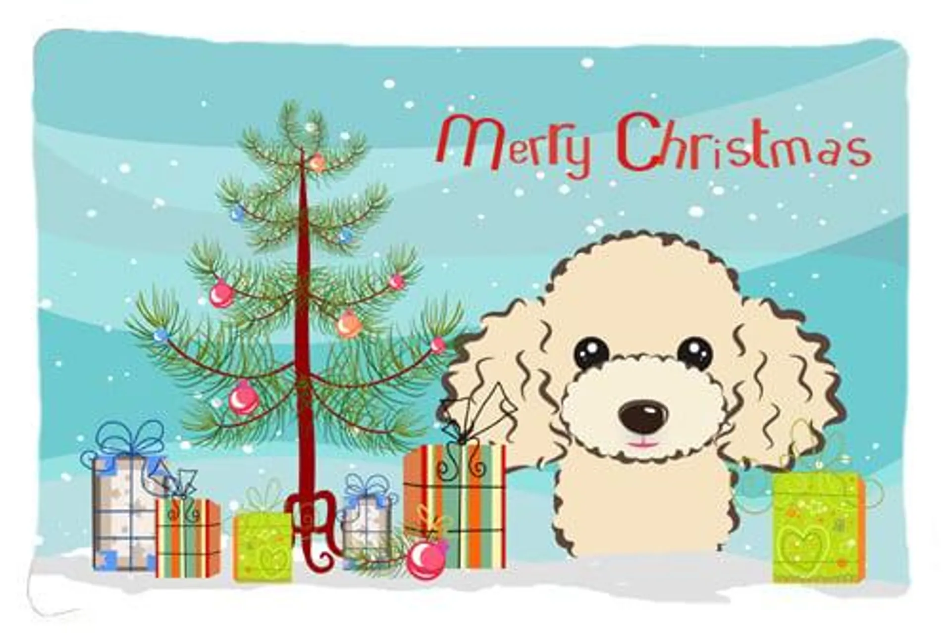 Caroline's Treasures BB1630JMAT Christmas Tree & Buff Poodle Indoor or Outdoor Mat- 24 x 36