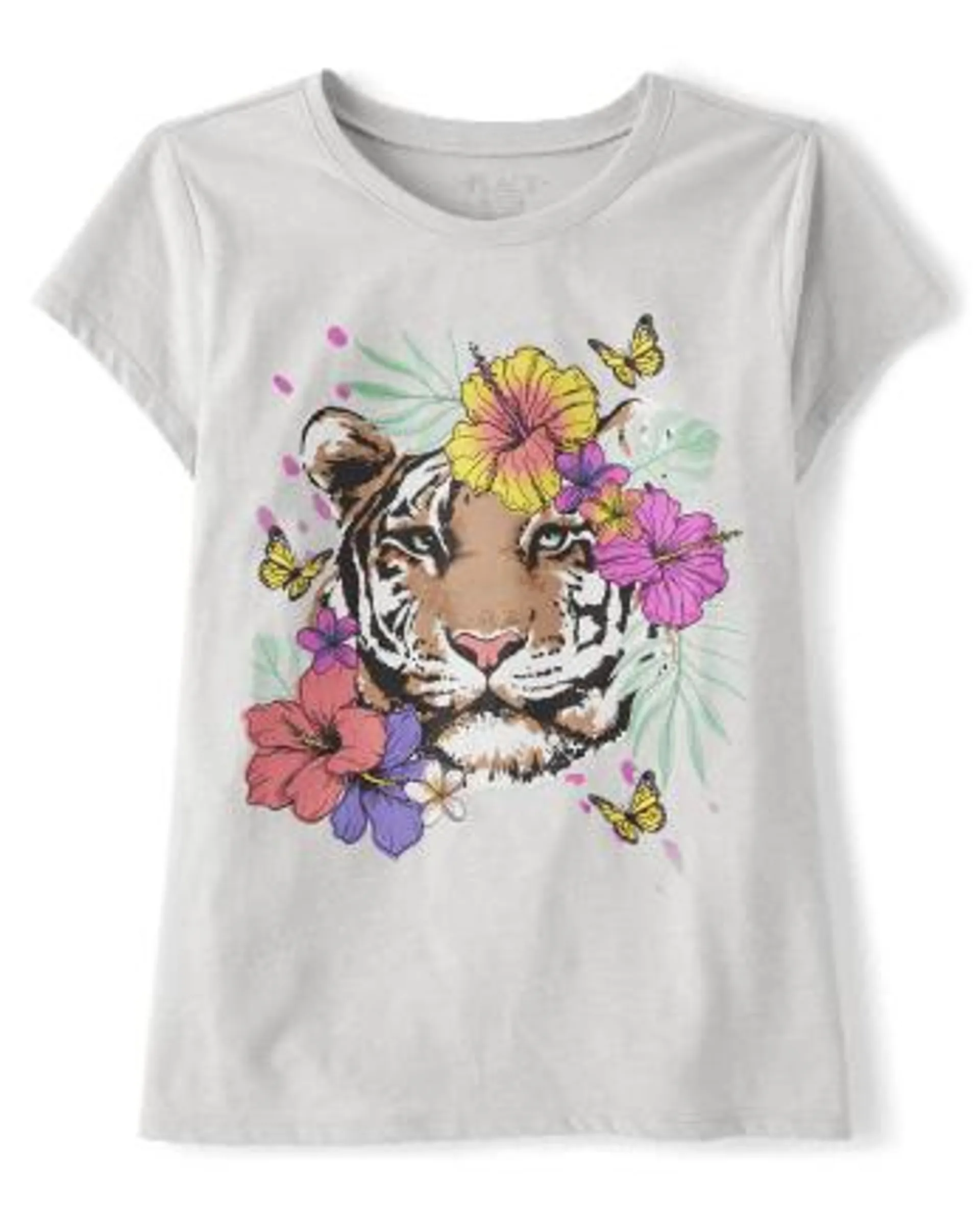 Girls Tiger Flowers Graphic Tee - s/d ice cave