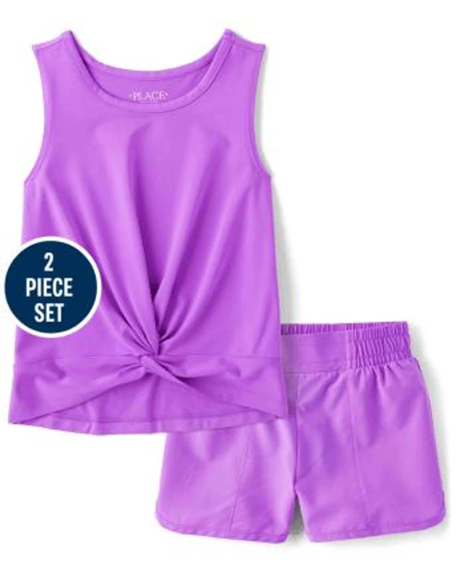 Girls Quick Dry 2-Piece Outfit Set - dynamic lilac