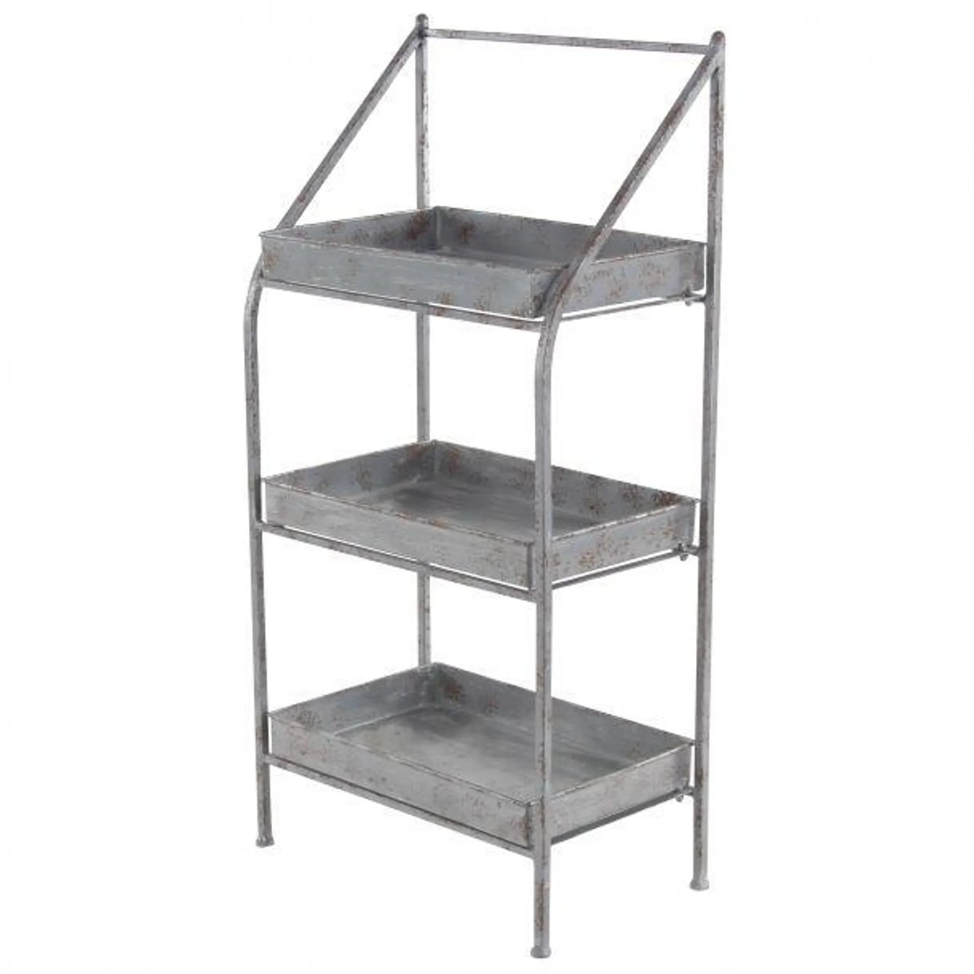 Marisol + Daisy Farmhouse 39" Metal Plant Stand with Removable Shelves - Gray