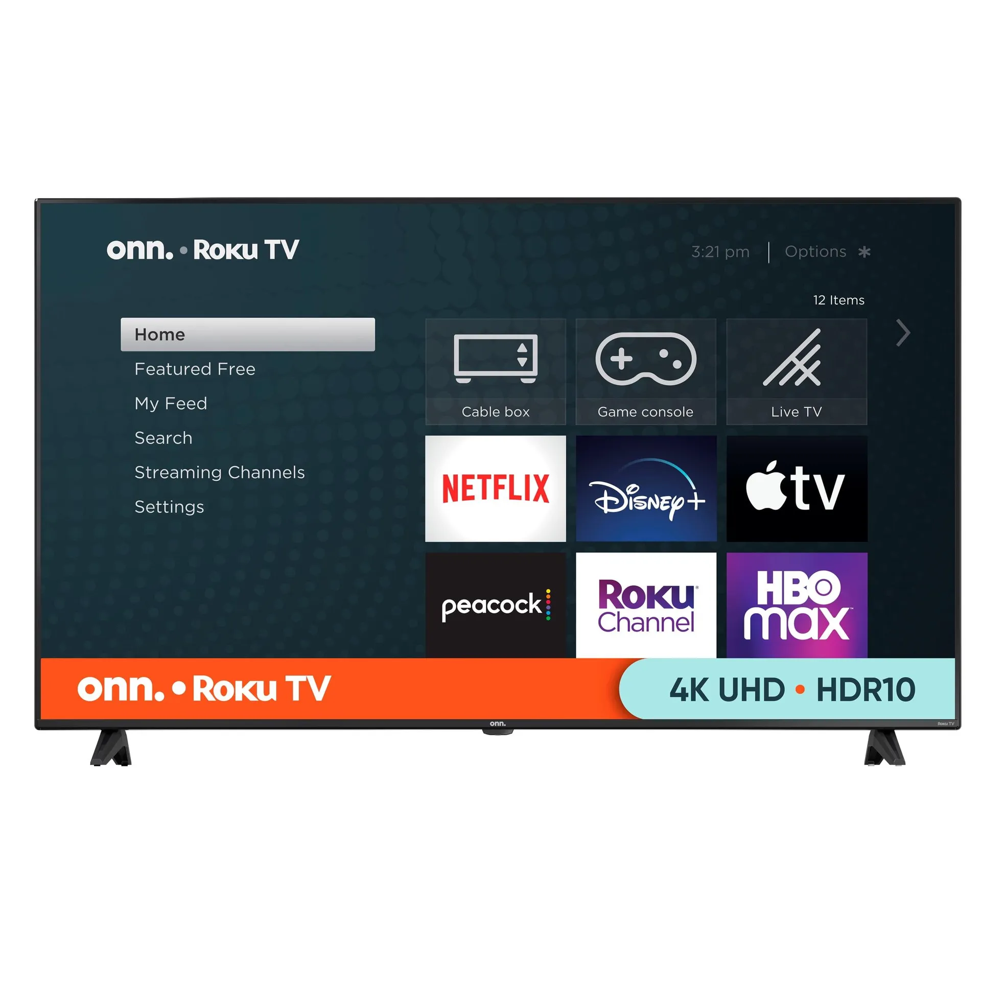 onn. 65” Class 4K UHD (2160P) LED Roku Smart Television HDR (100012587)