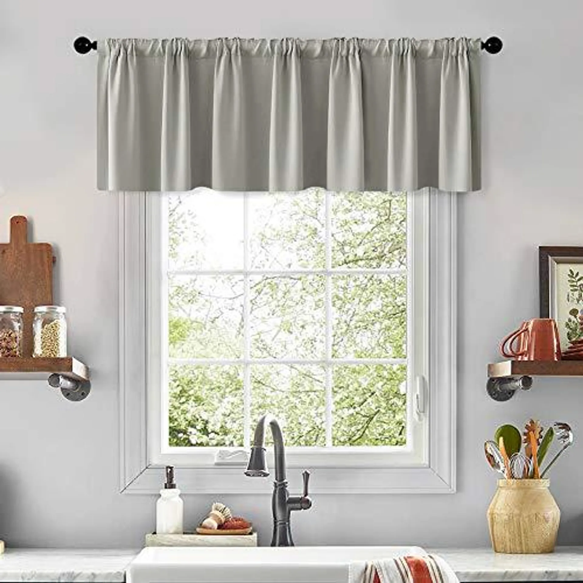 MRTREES Valances Christmas Curtains 16 inches Long Grey Xmas Curtain Valance Living Room Darkening Rod Pocket Holiday Bedroom