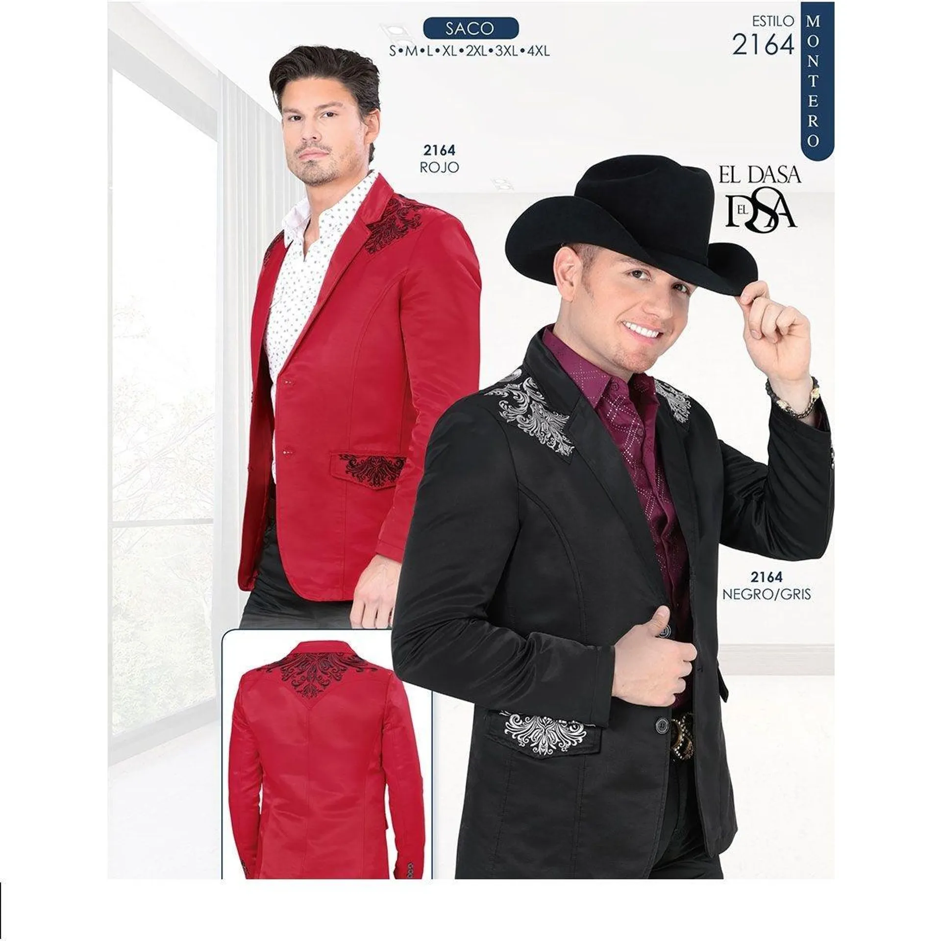 Saco Vaquero para Hombre Rojo con Bordado MON-2164R