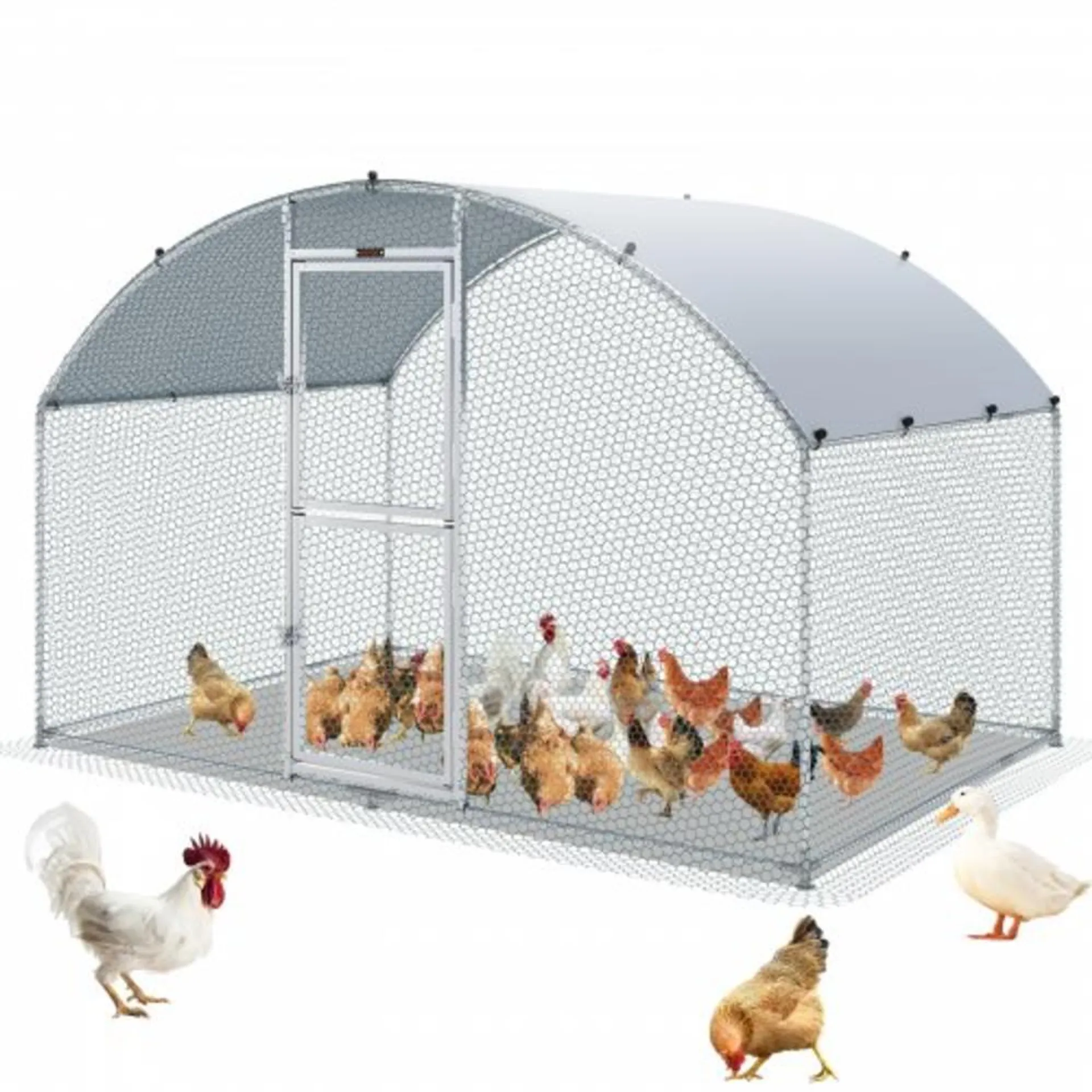 VEVOR Large Metal Chicken Coop with Run, Walkin Chicken Coop for Yard with Waterproof Cover, 6.6 x 9.8 x 6.6 ft, Dome Roof Larg