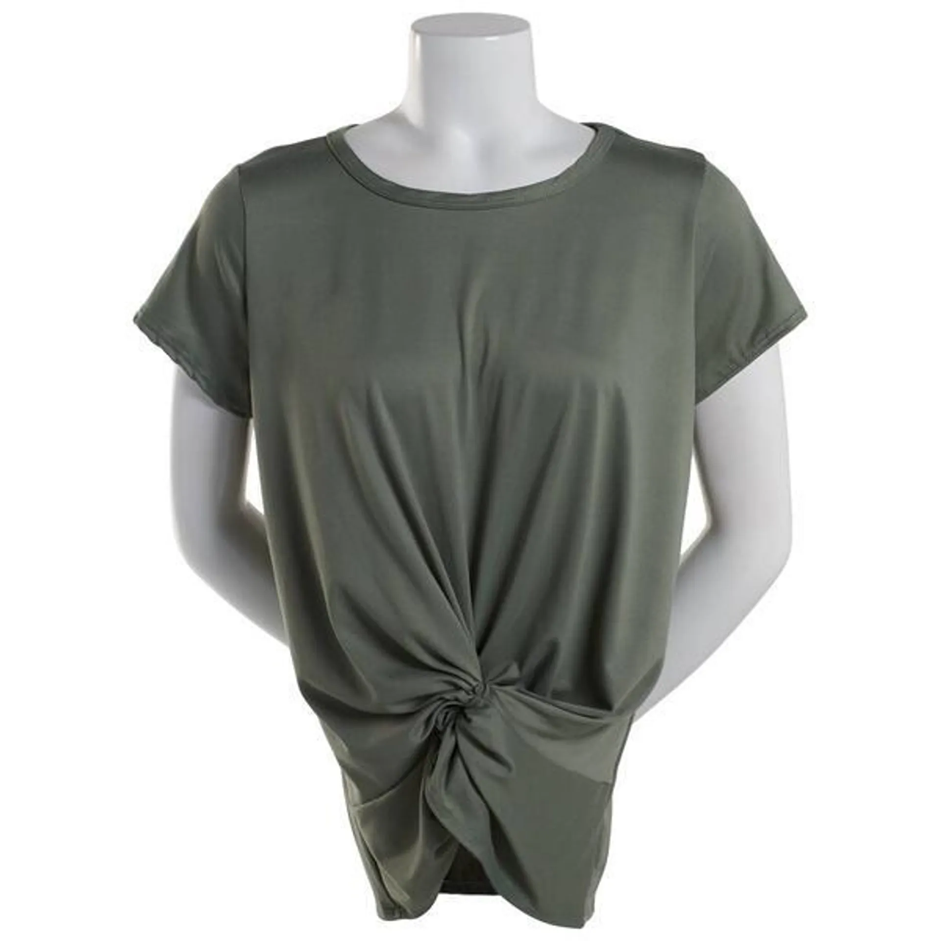 Womens C’est La Vie Short Sleeve Solid Twist Hem Tee