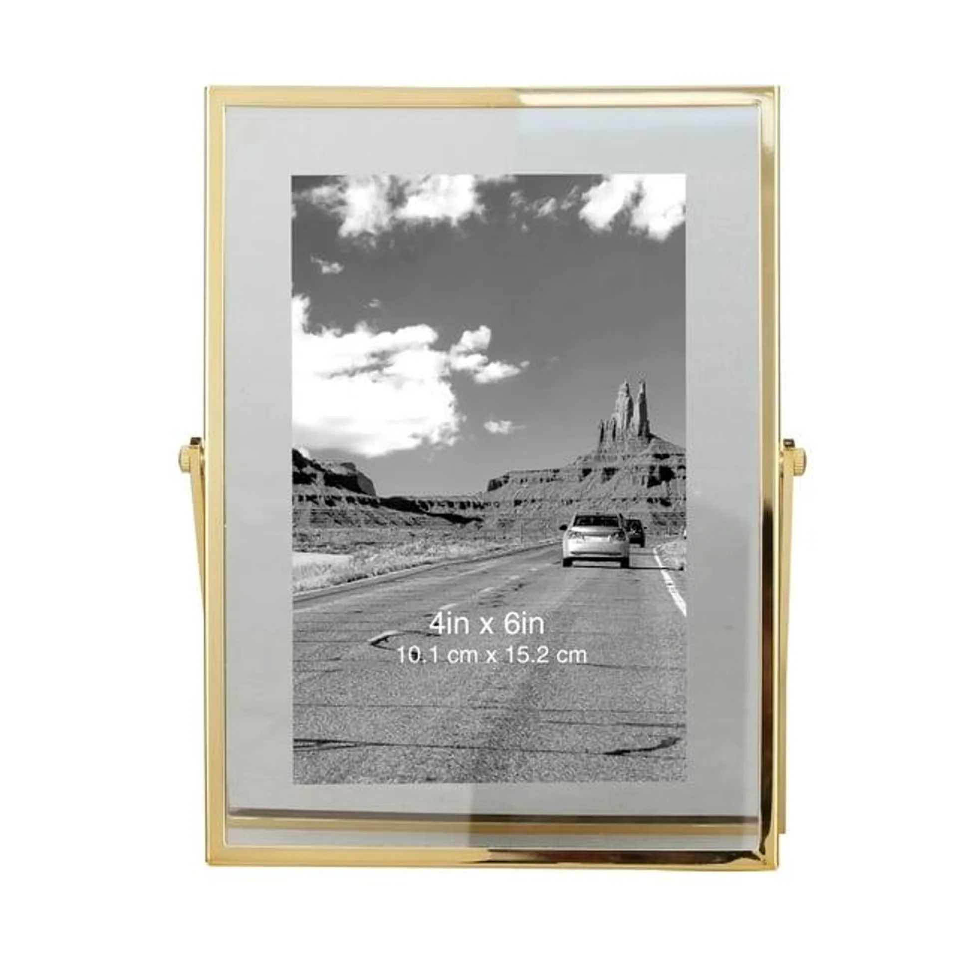 Better Homes & Gardens 4" x 6" Rectangle Metal Tabletop Floating Picture Frame, Gold