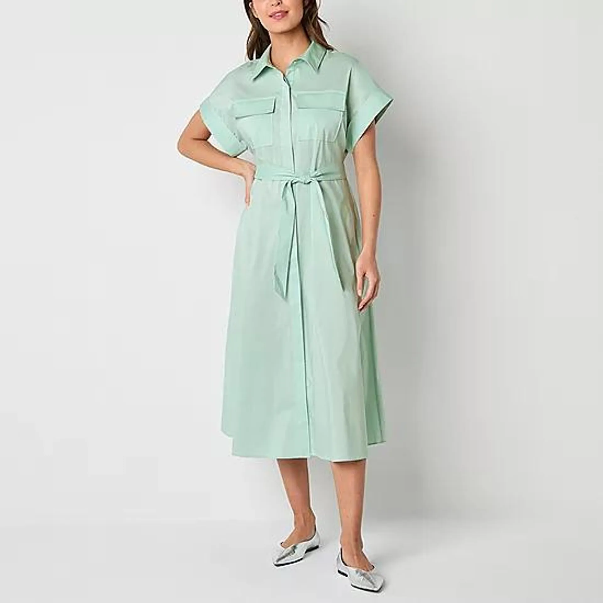 Worthington Short Sleeve Shirt Dress