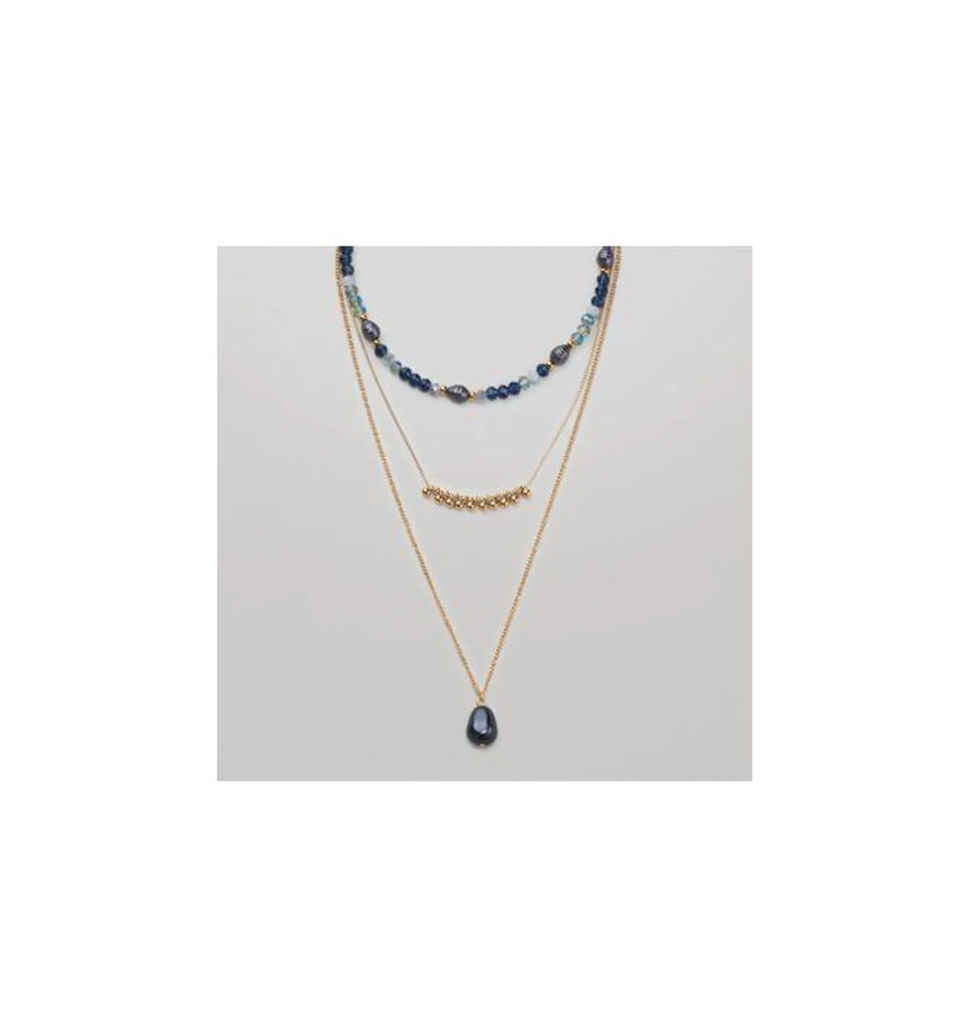 Oceanic Blue Beaded Layered Necklace