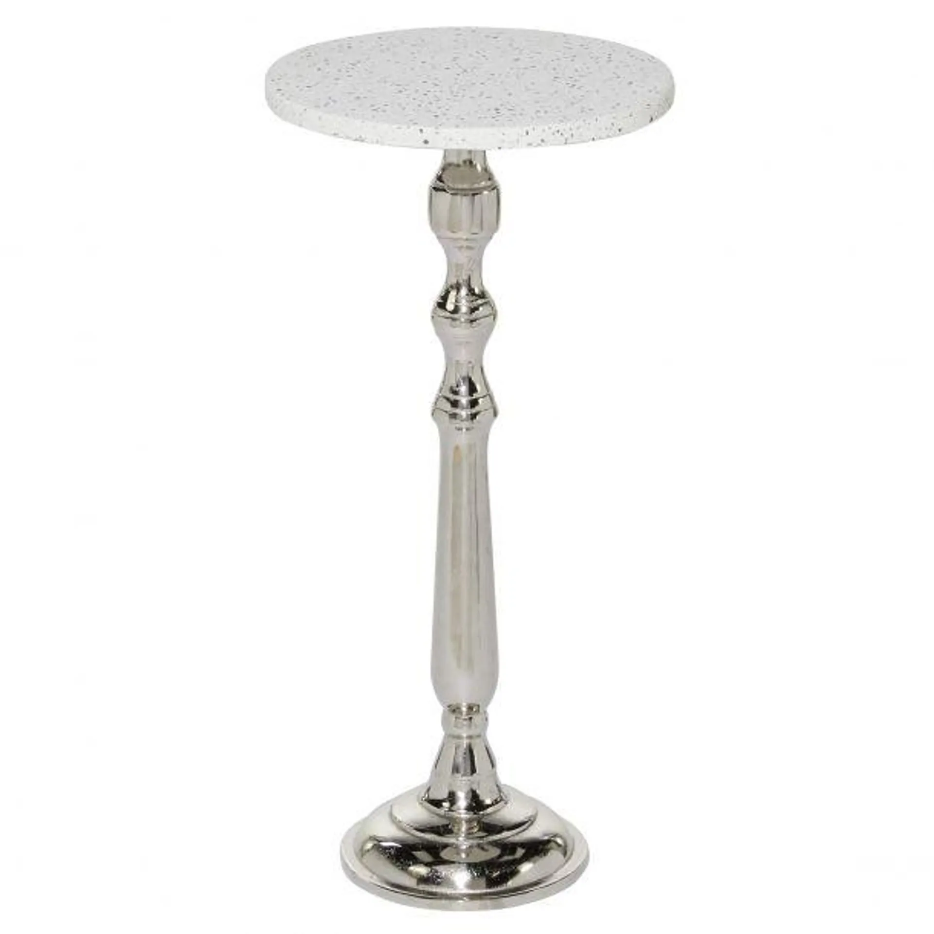 Silver Traditional Terrazzo Accent Table, 25 x 13