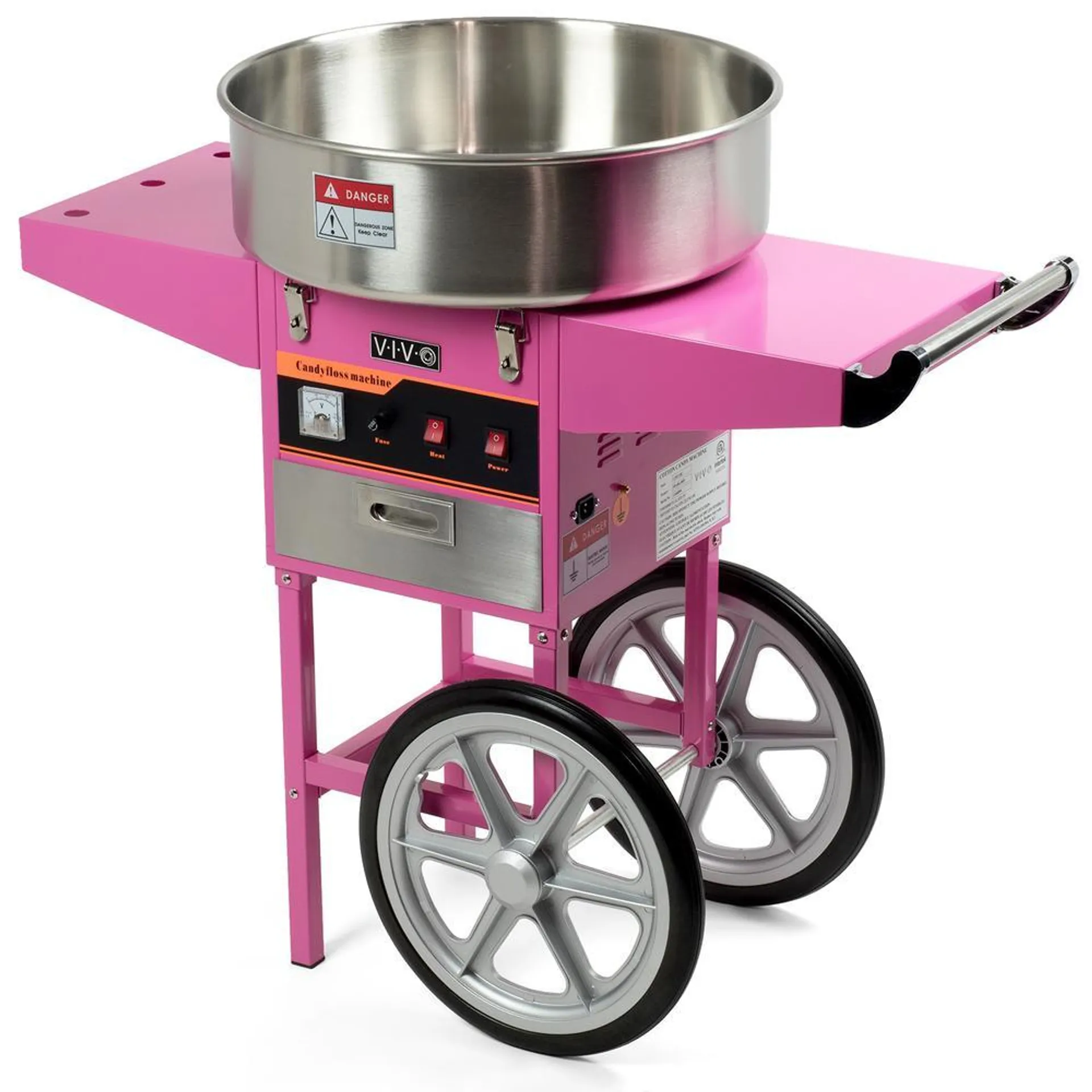 VIVO Pink Electric Commercial Cotton Candy Machine Candy Floss Maker with Cart CANDYV002