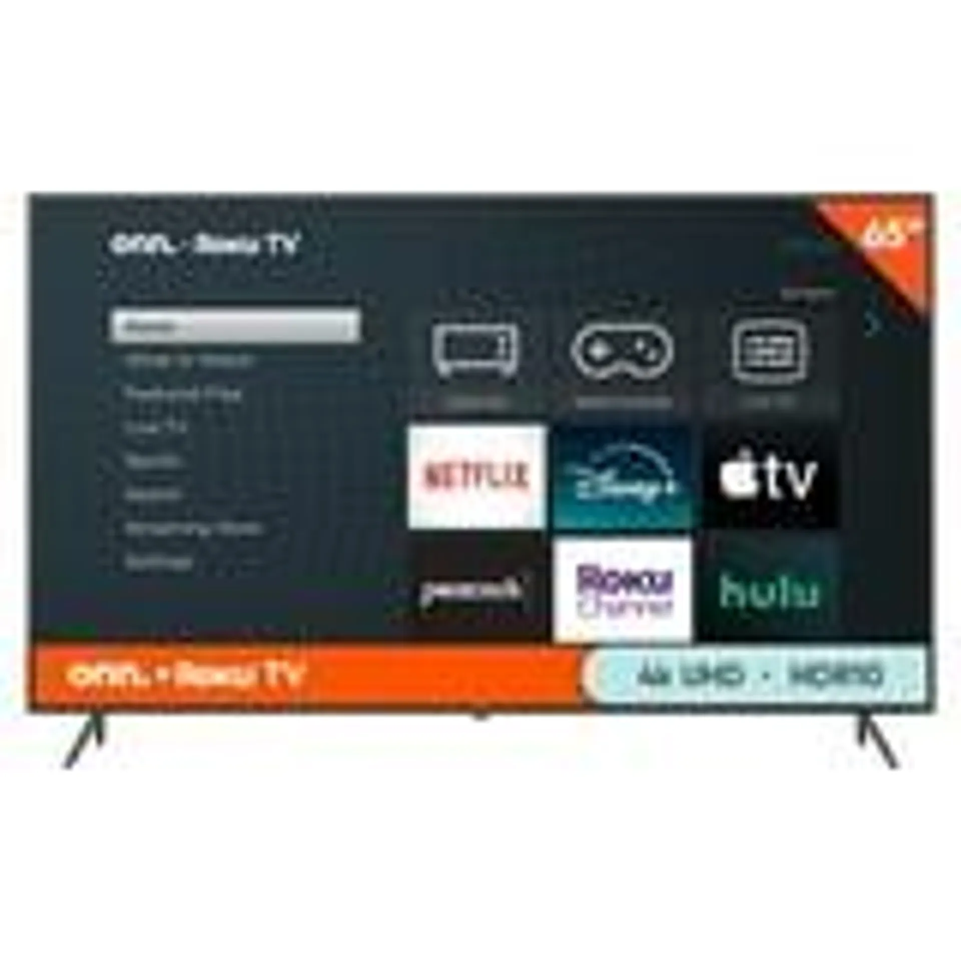 onn. 65” Class 4K UHD (2160P) LED Roku Smart Television HDR (100012587)