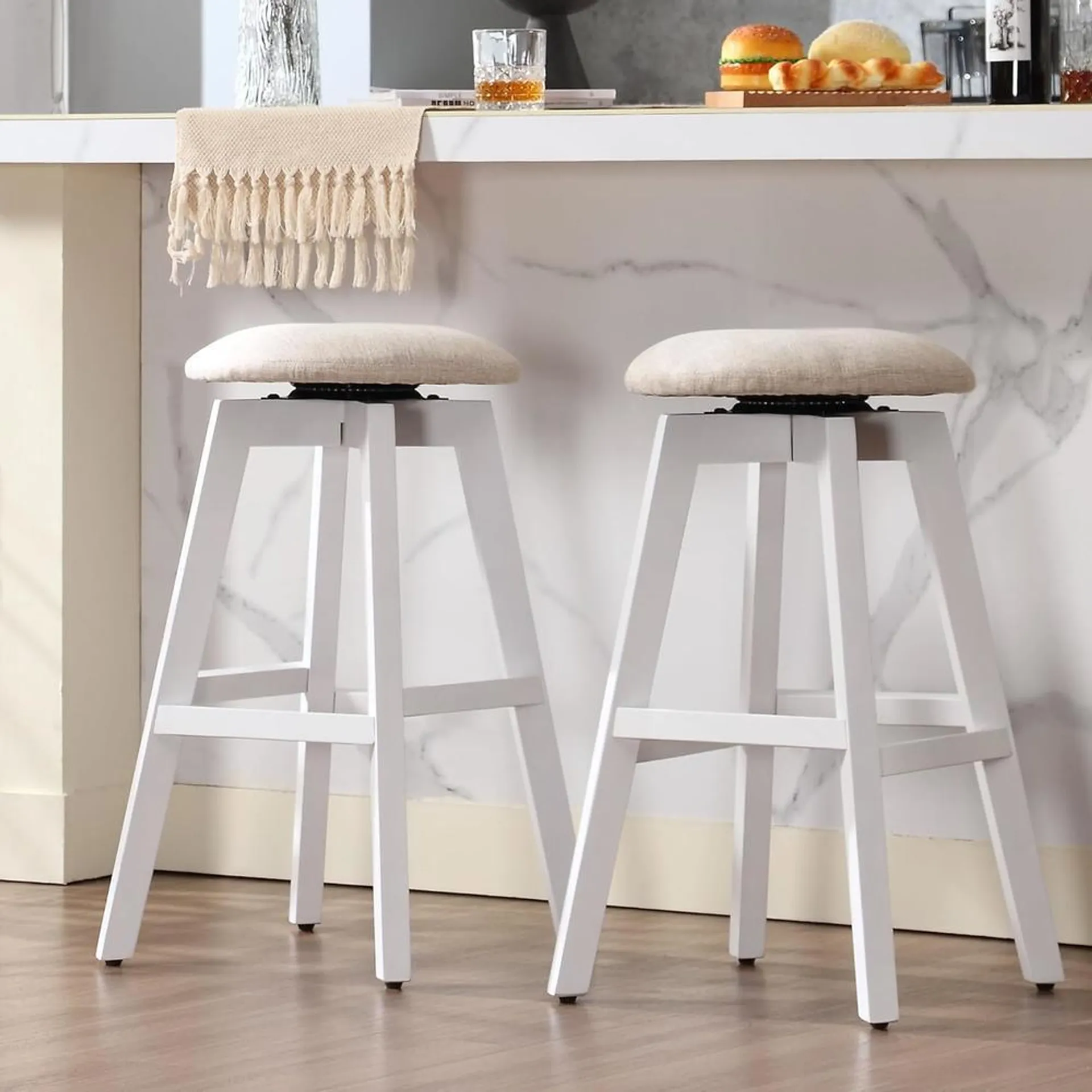 thinkstar 26 Inch Bar Stools Set Of 2, Swivel Kitchen Counter Stool, Backless Breakfast Stools,Counter Height Bar Stool For Home Bar Di…