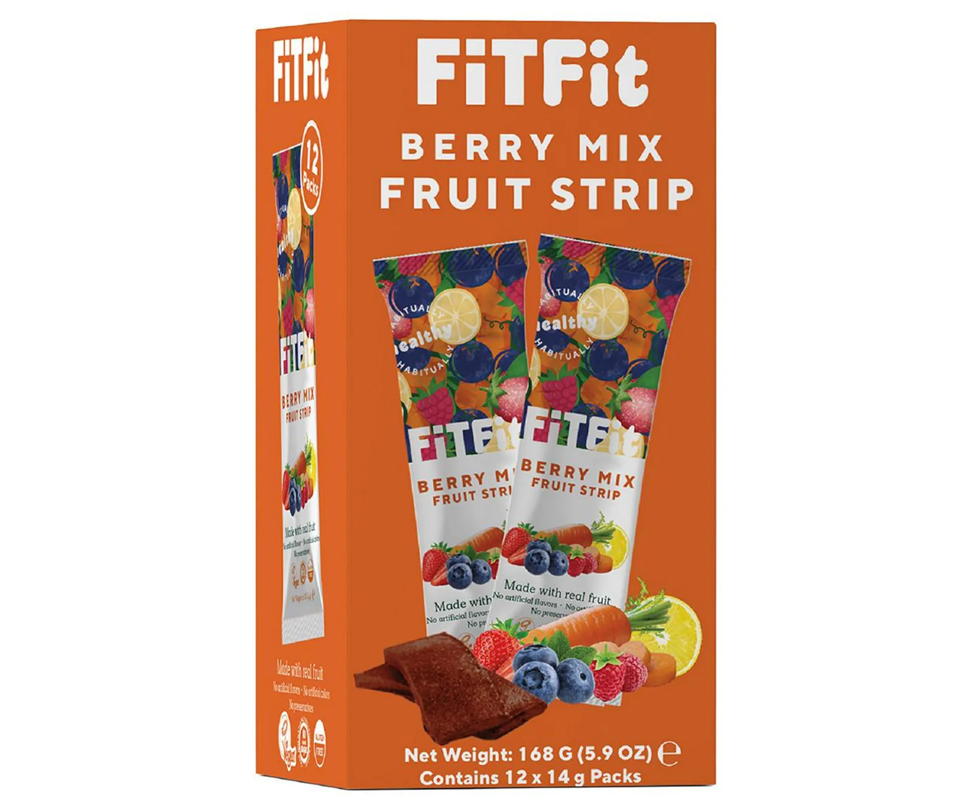 FitFit Berry Mix Fruit Strips, 12-Pack