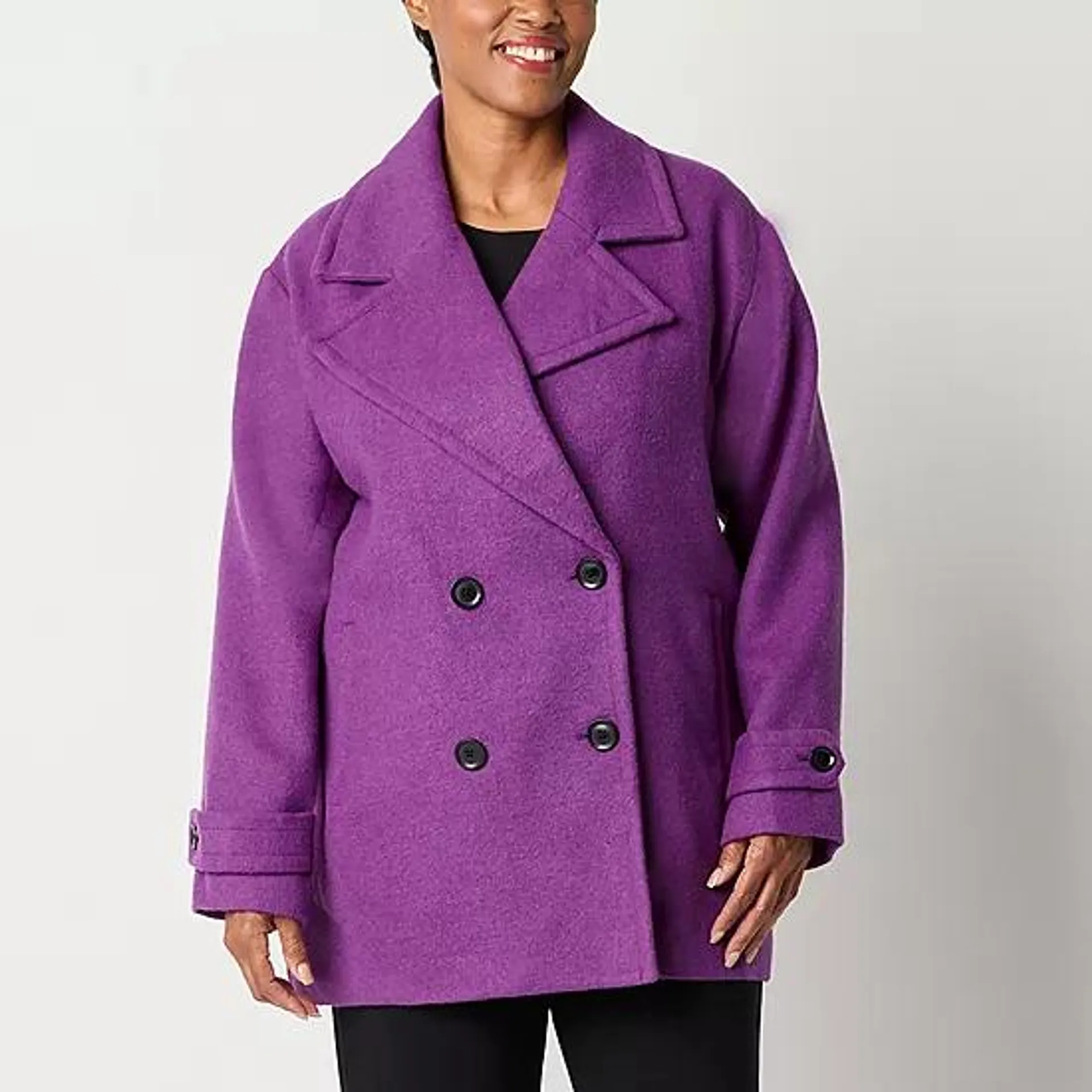 Liz Claiborne Twill Midweight Womens Peacoat