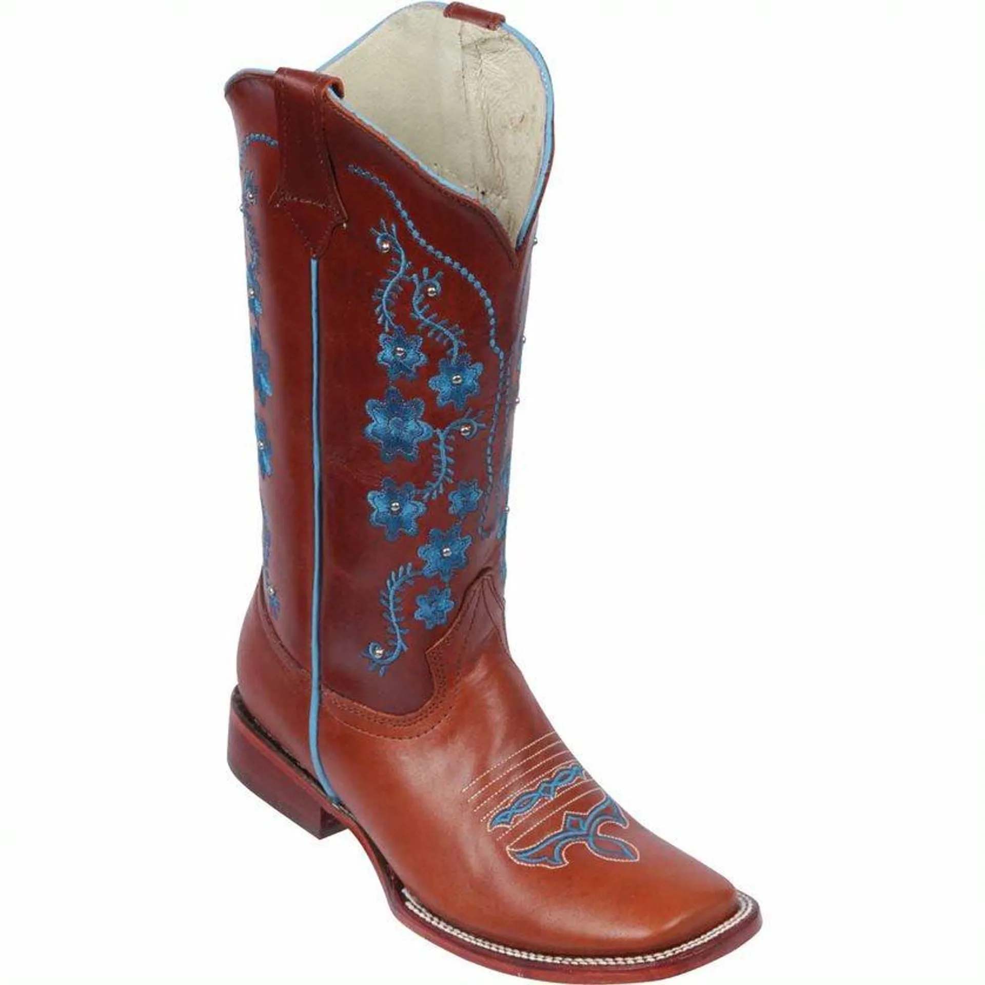 Botas Altas de Cuero con Flores para Mujer en Horma Rodeo Q322MF8350