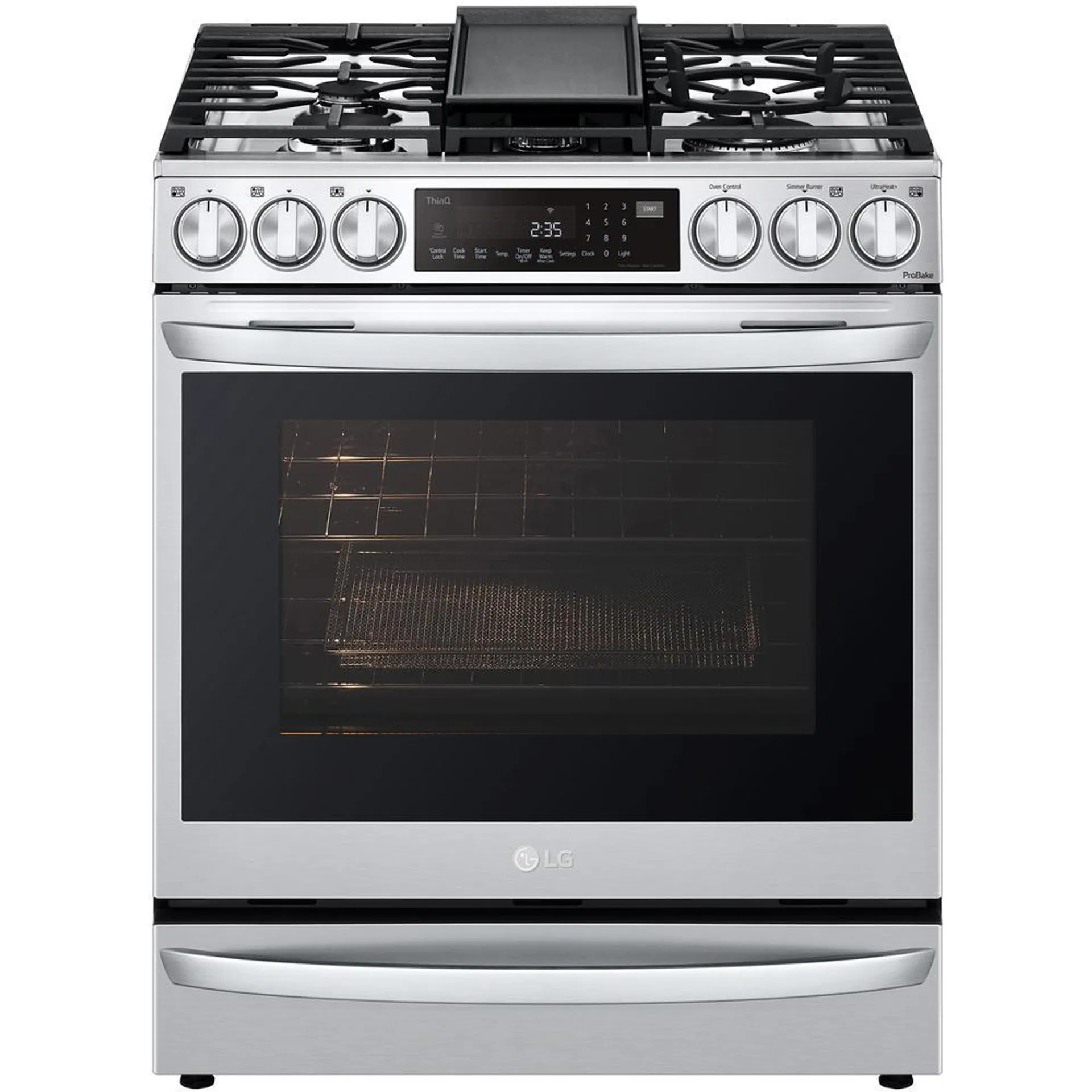 LG LSGL6337F 6.3 cu. ft. Smart Wi-Fi Enabled InstaView® Gas Slide-In Range with Air Fry – PrintProof™ Stainless Steel