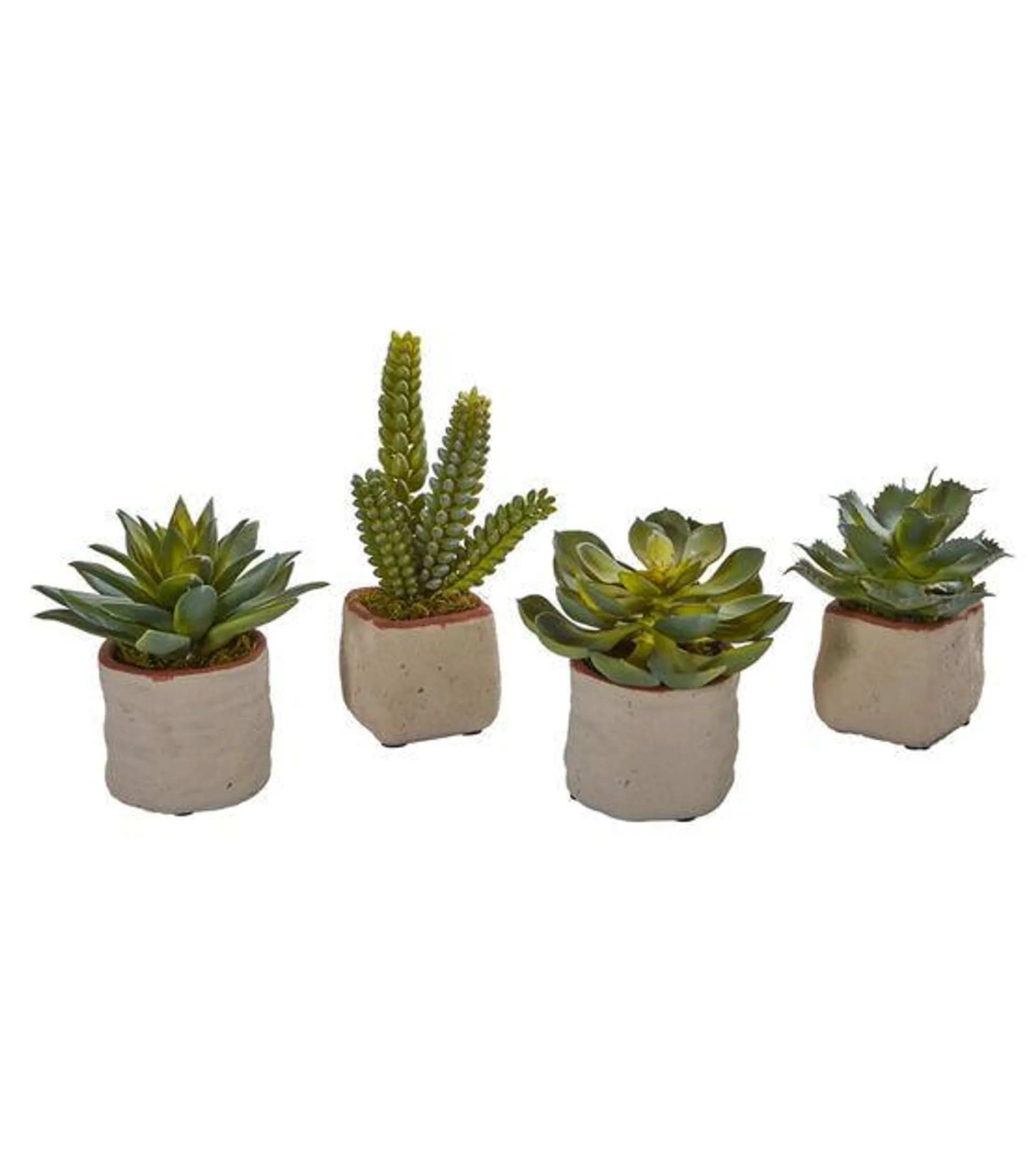 Nearly Natural 6" Mixed Succulent Artificial Plant 4ct