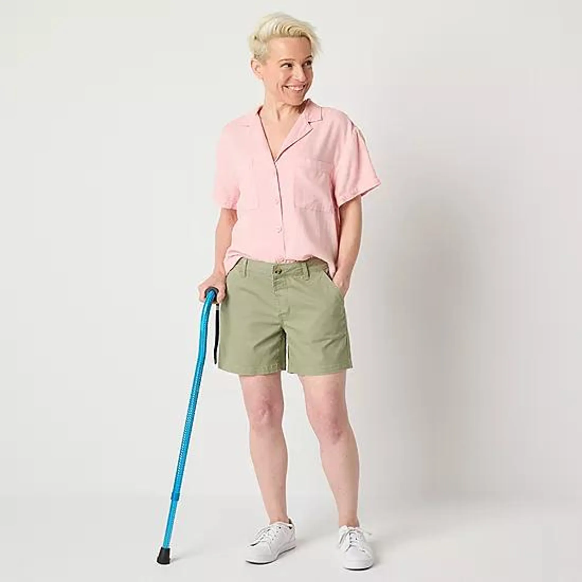 a.n.a Womens Mid Rise Adaptive Easy-on + Easy-off 5" Chino Short