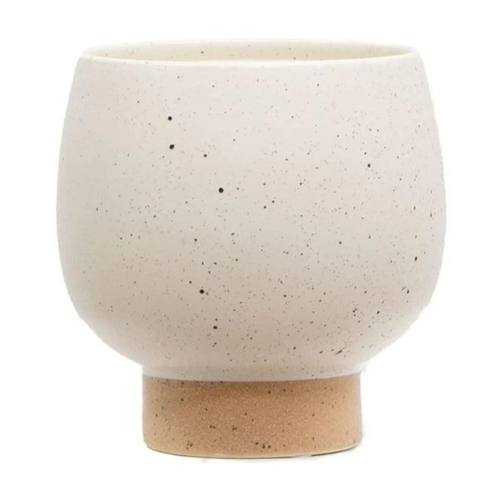 Mainstays 5.5"H Small Indoor Speckle Cream Ceramic Planter with Tan Base