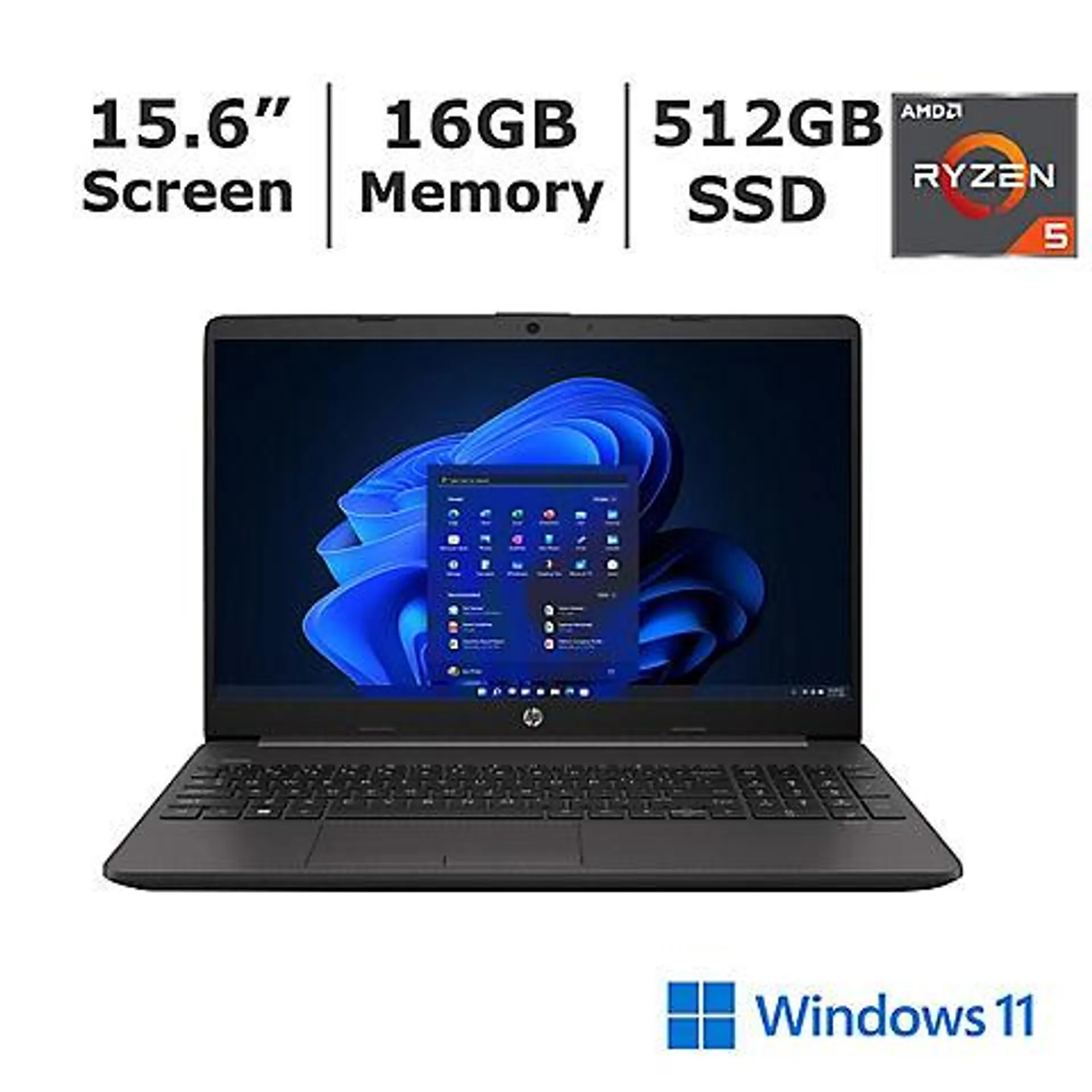 HP 255 G9 15.6" FHD IPS Notebook, AMD Ryzen 5 5625U 2.30GHz, 16GB RAM, 512GB PCIe SSD, Windows 11 Pro