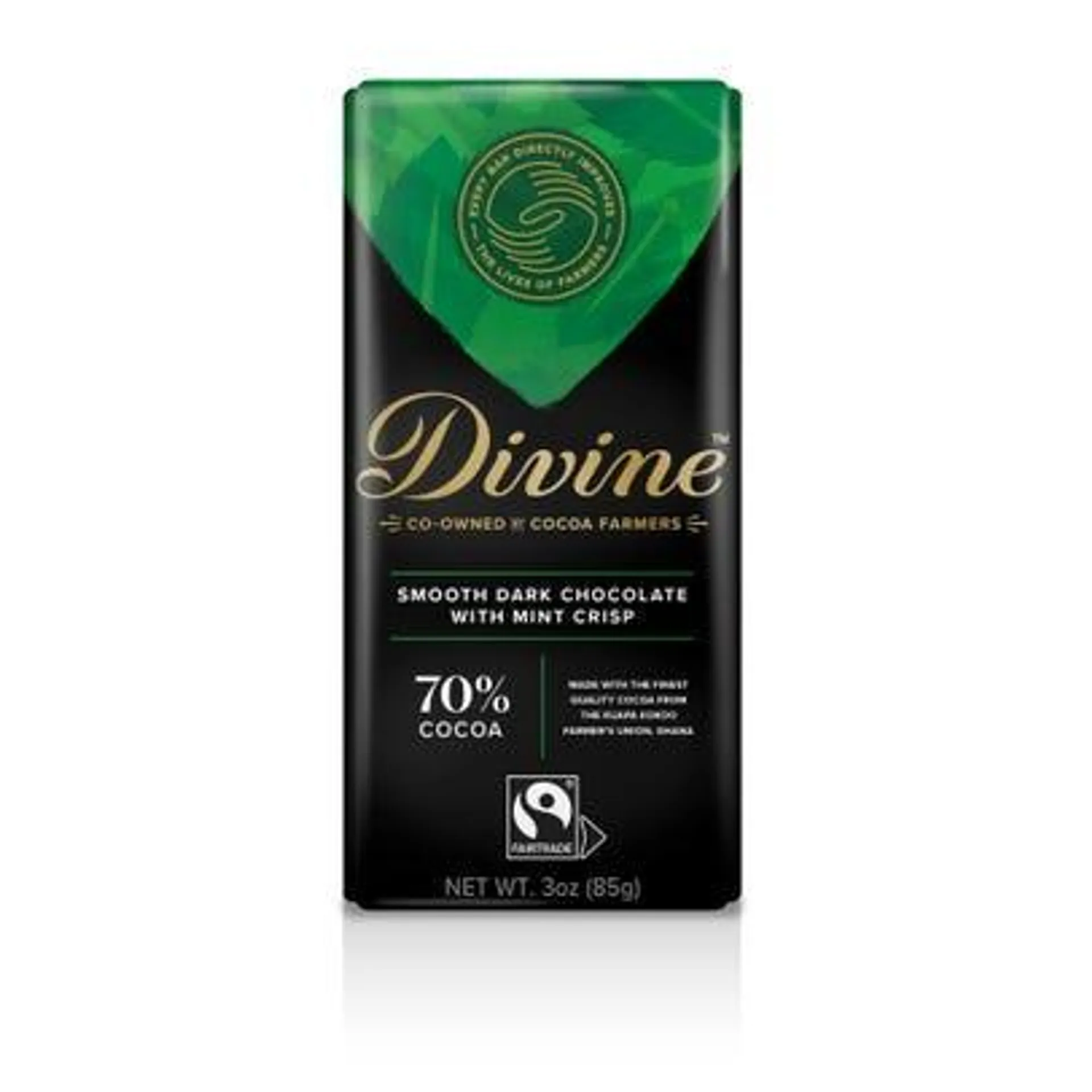 Divine 70% Dark Chocolate with Mint Crisp - 3 oz