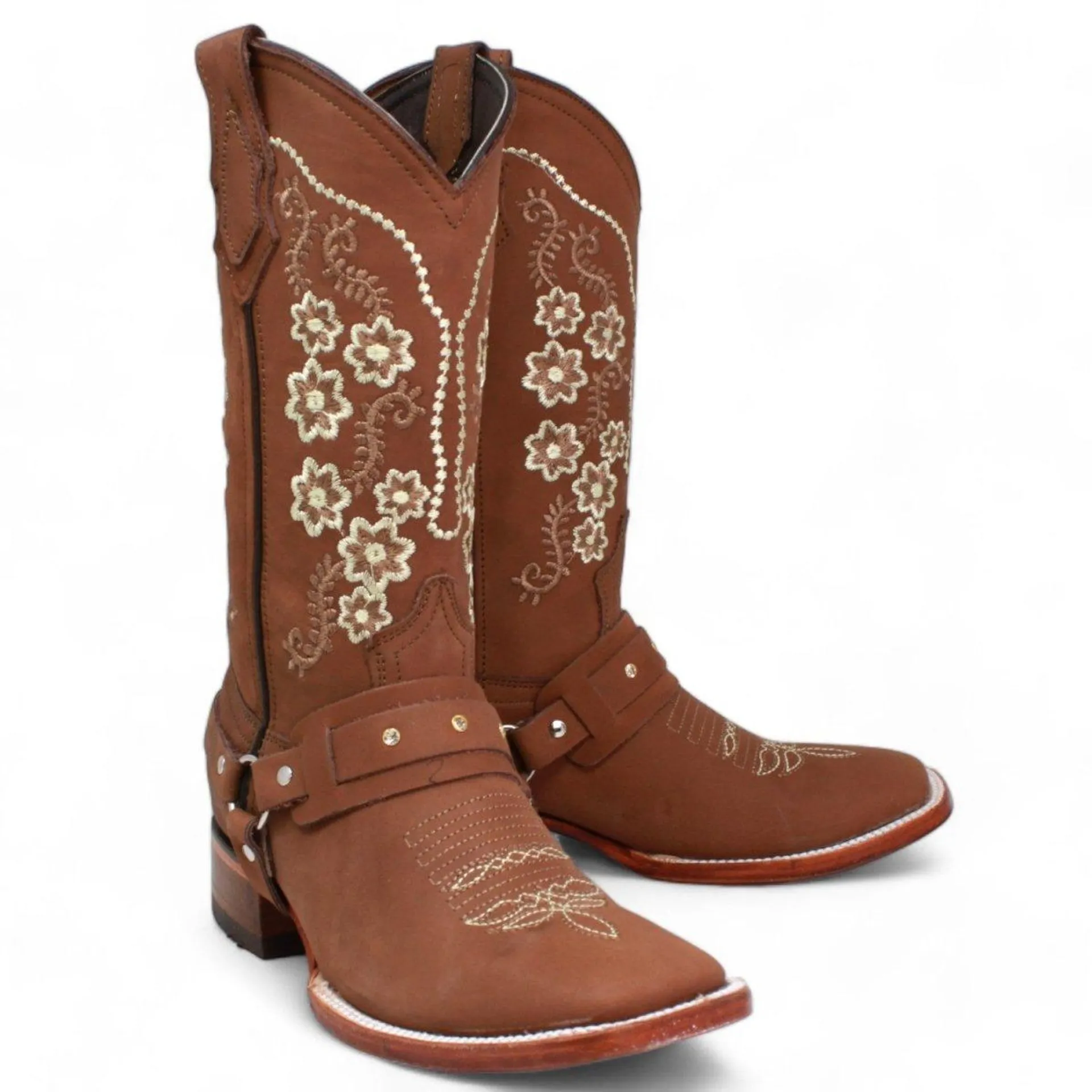 Botas de Cuero Crazy con Flores para Mujer en Horma Rodeo LC-100