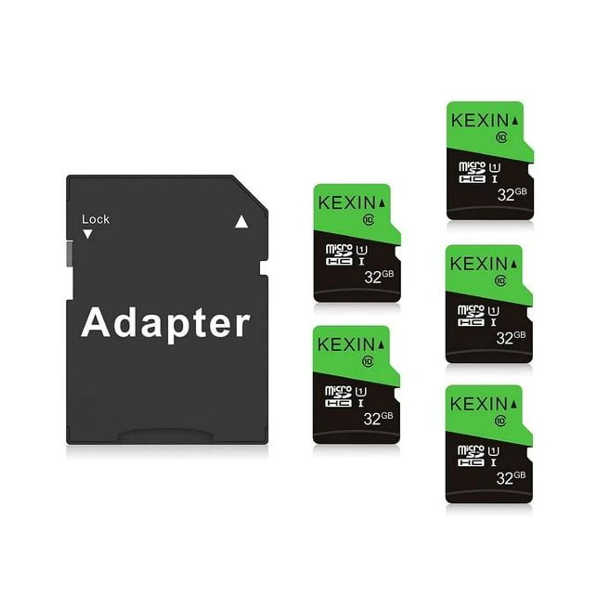 KEXIN Micro SD Card 32GB Memory Card with Adapter Class 10 UHS-I for Phone / Tablet / Camera / Drone / Dash Cam / Nintendo Switch, 5 Pack