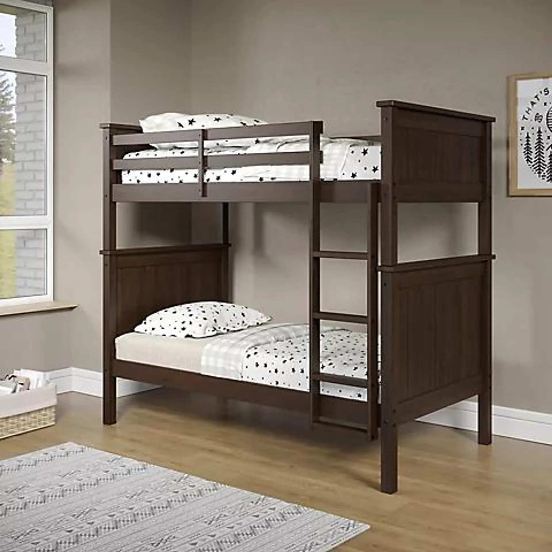 Berkley Jensen Twin Over Twin Size Bunk Bed - Walnut