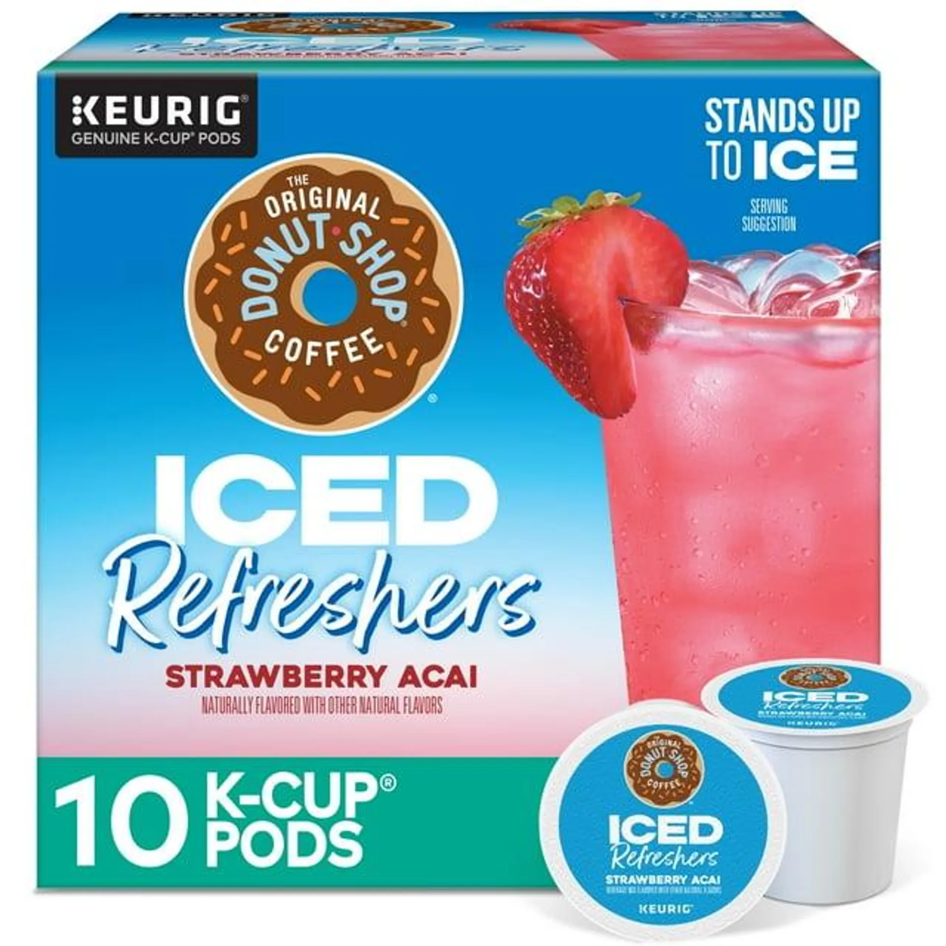 The Original Donut Shop, Iced Refreshers Strawberry Açaí Flavor K-Cup Pods, 10 Count