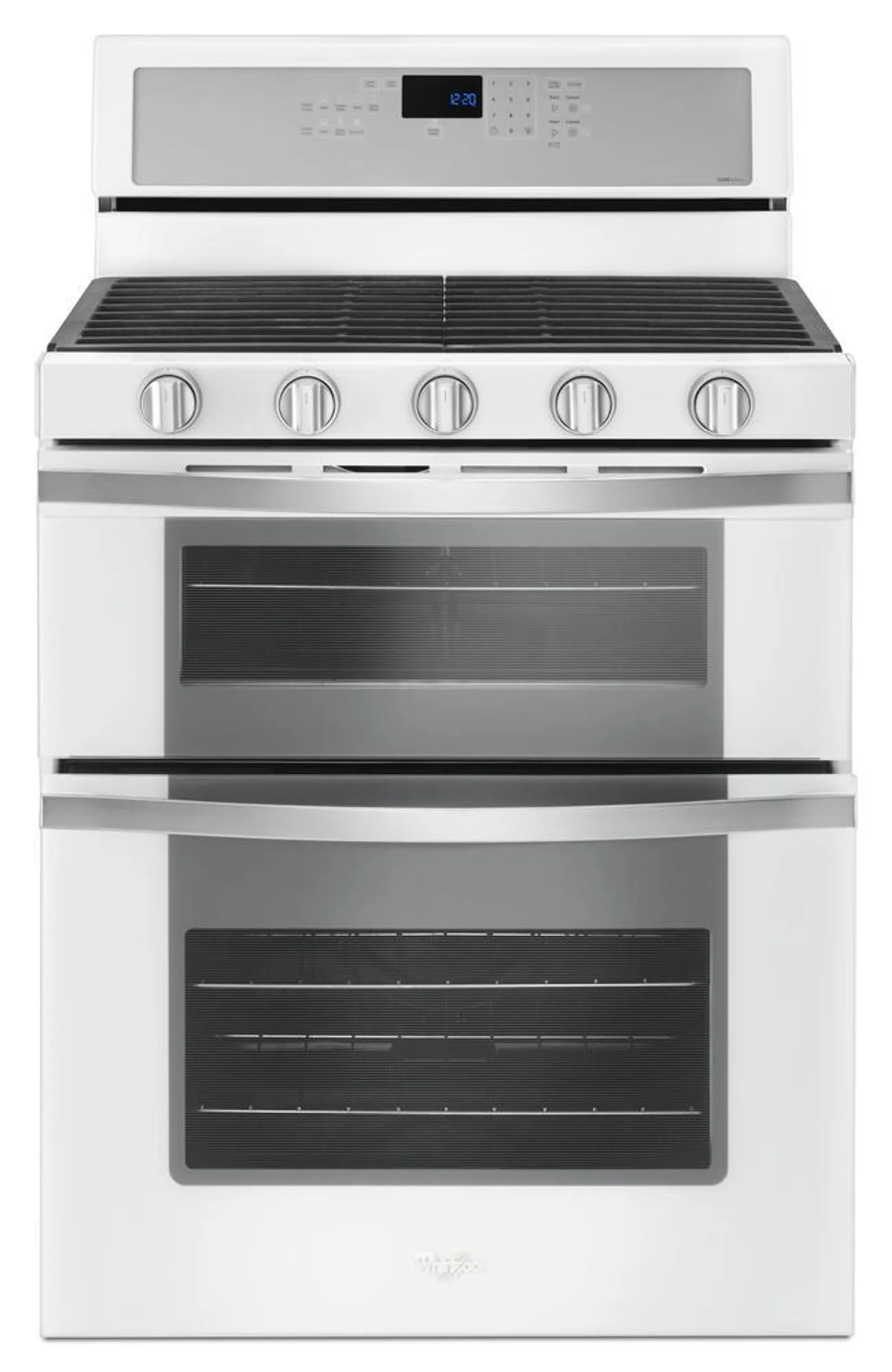 Whirlpool® 30" 6.0 cu.ft. White Ice Double-Oven Gas Convection Range