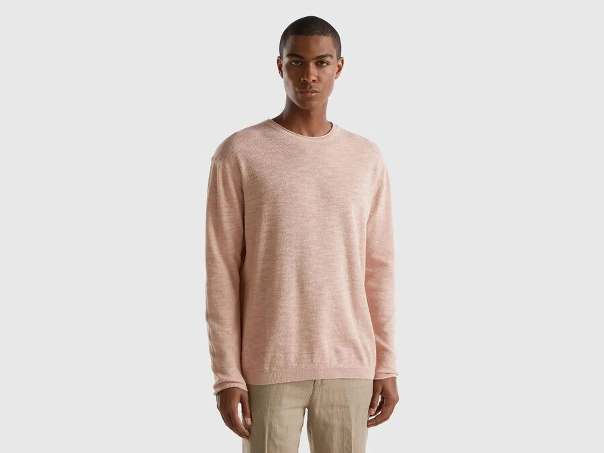 Regular fit sweater in linen blend