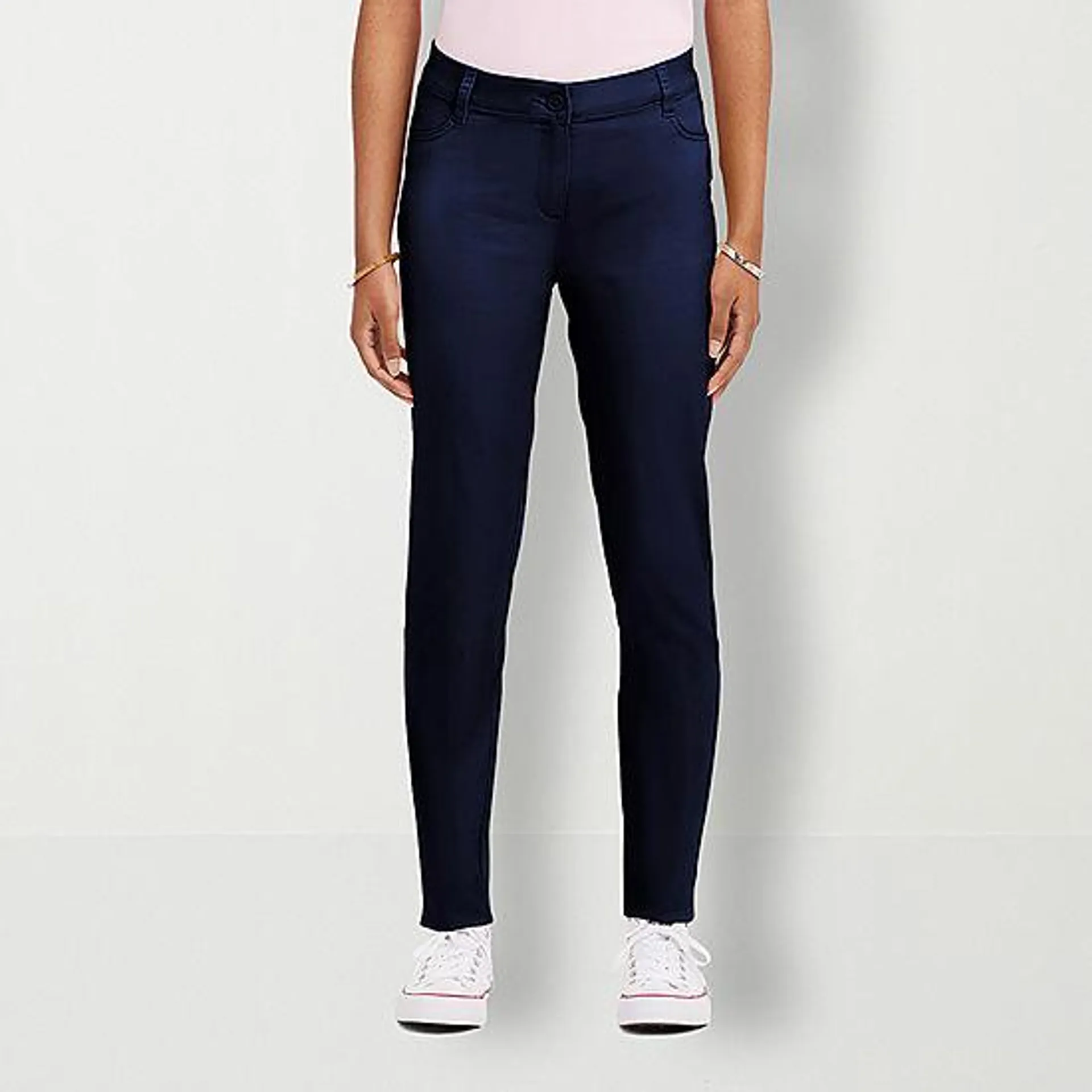 IZOD Womens Mid Rise Slim Pant-Juniors