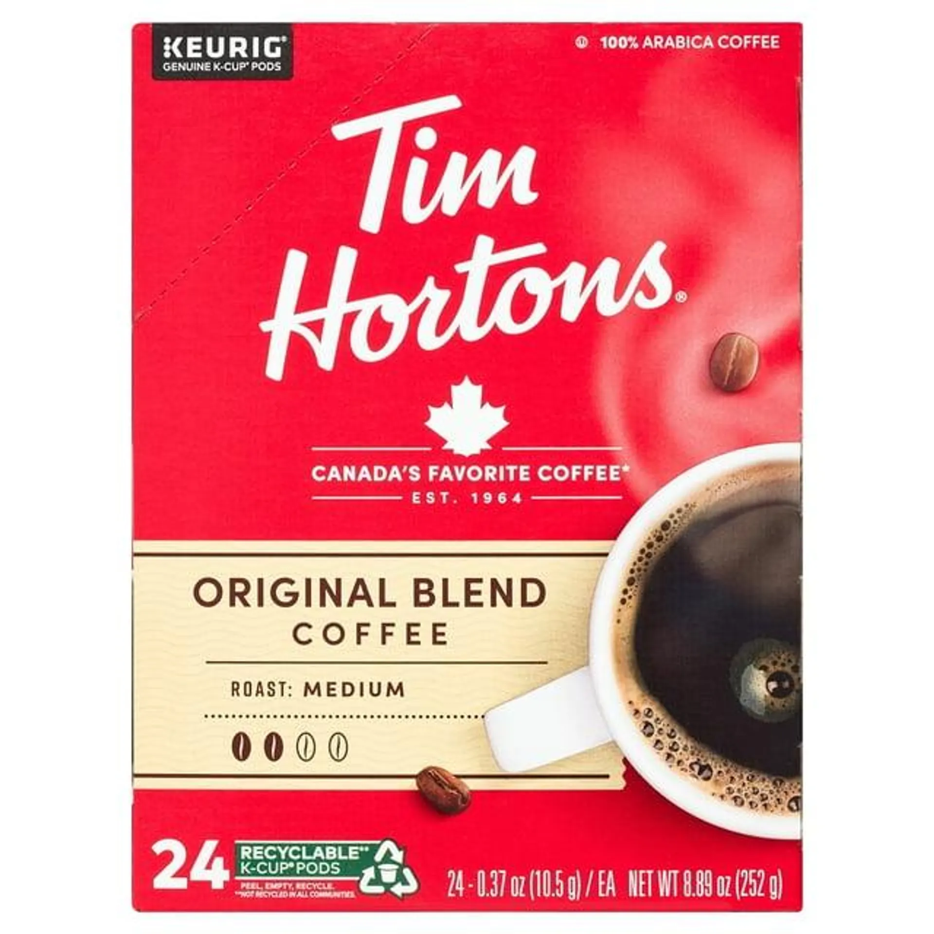 Tim Hortons Original Blend Medium Roast Keurig Coffee Pods, 24 Ct