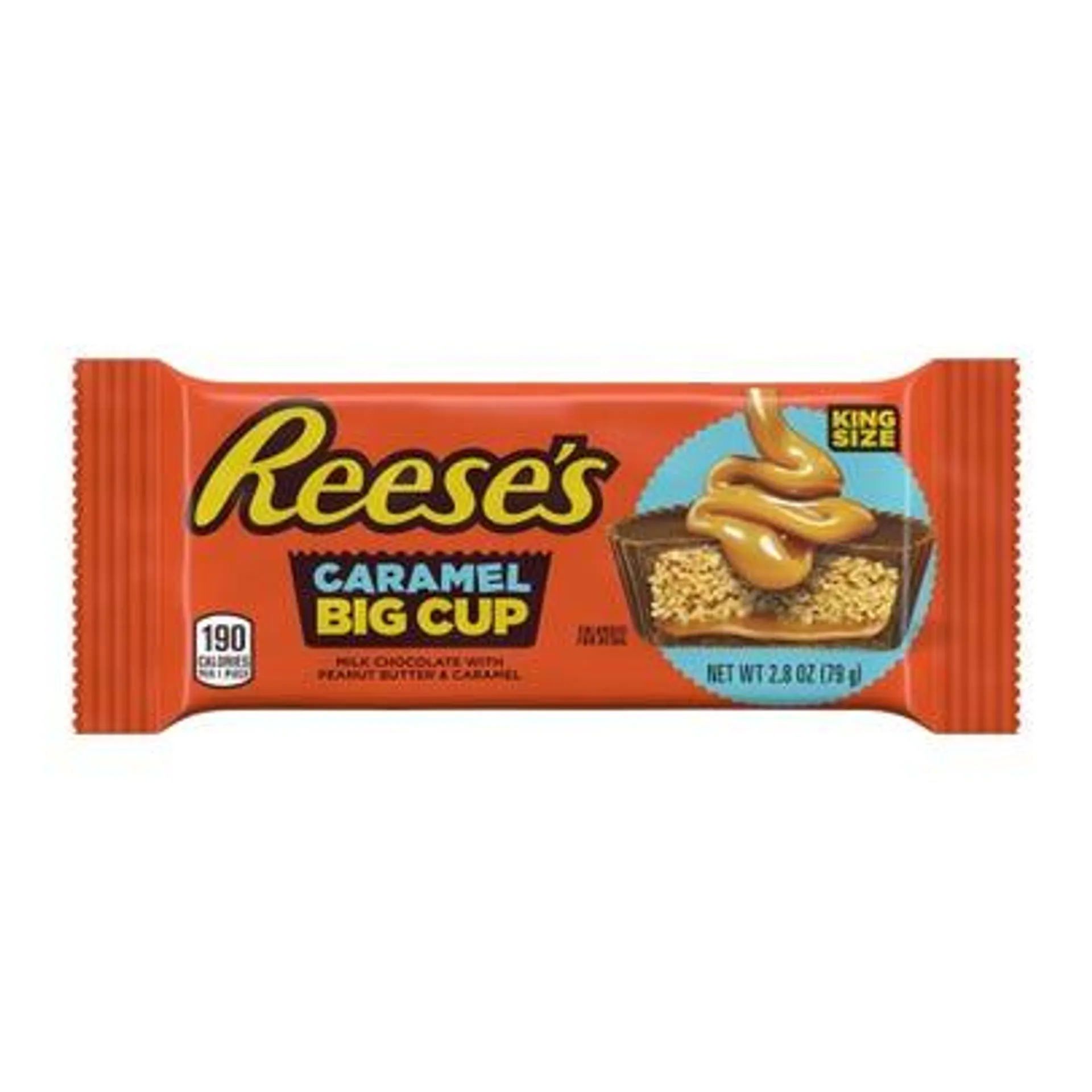 Reese's Big Cup Caramel Milk Chocolate Peanut Butter Cups Candy - King Size, 2.8 oz