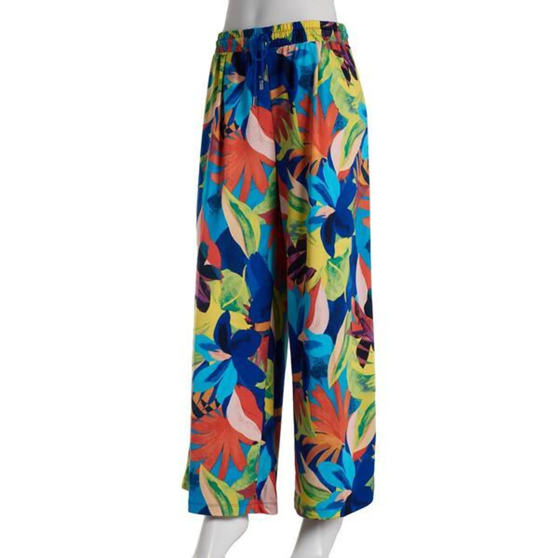 Womens Zac & Rachel Pull On Tropical Tie Waist Pants