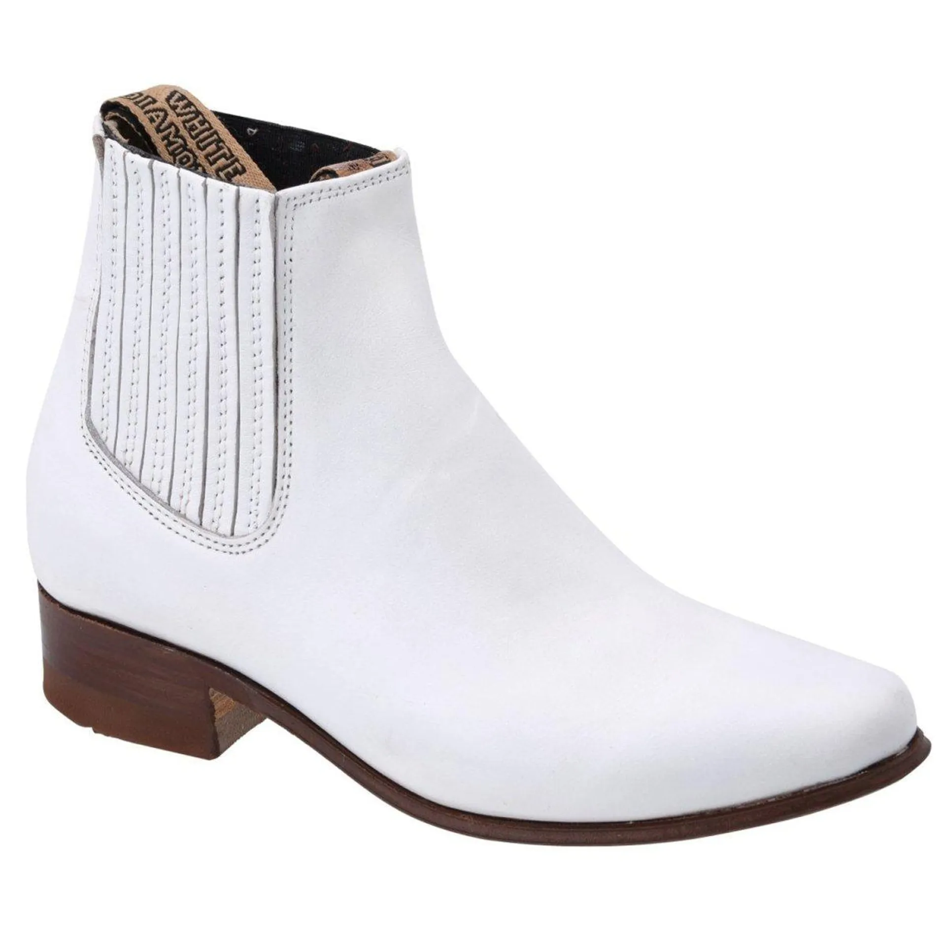 Botines Charros de Cuero Napa Original para Mujer Color Blanco WD-753