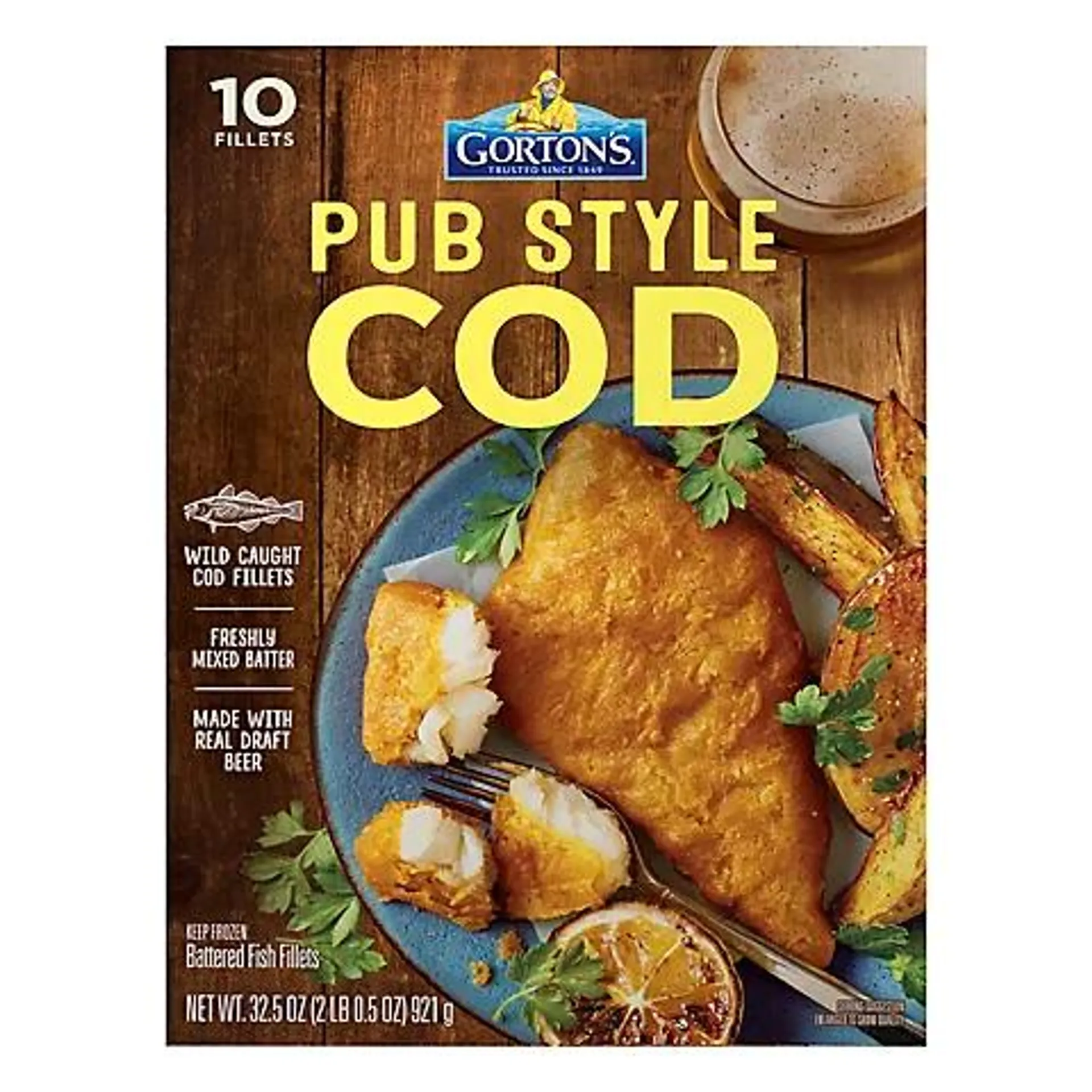 Gorton's Pub Style Wild Caught Cod 100% Whole Fish Fillets, 10 ct.