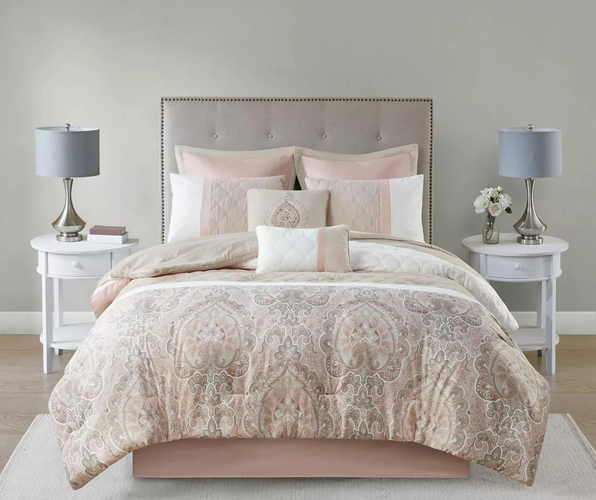 Stacie Blush Queen 8-Piece Comforter Set