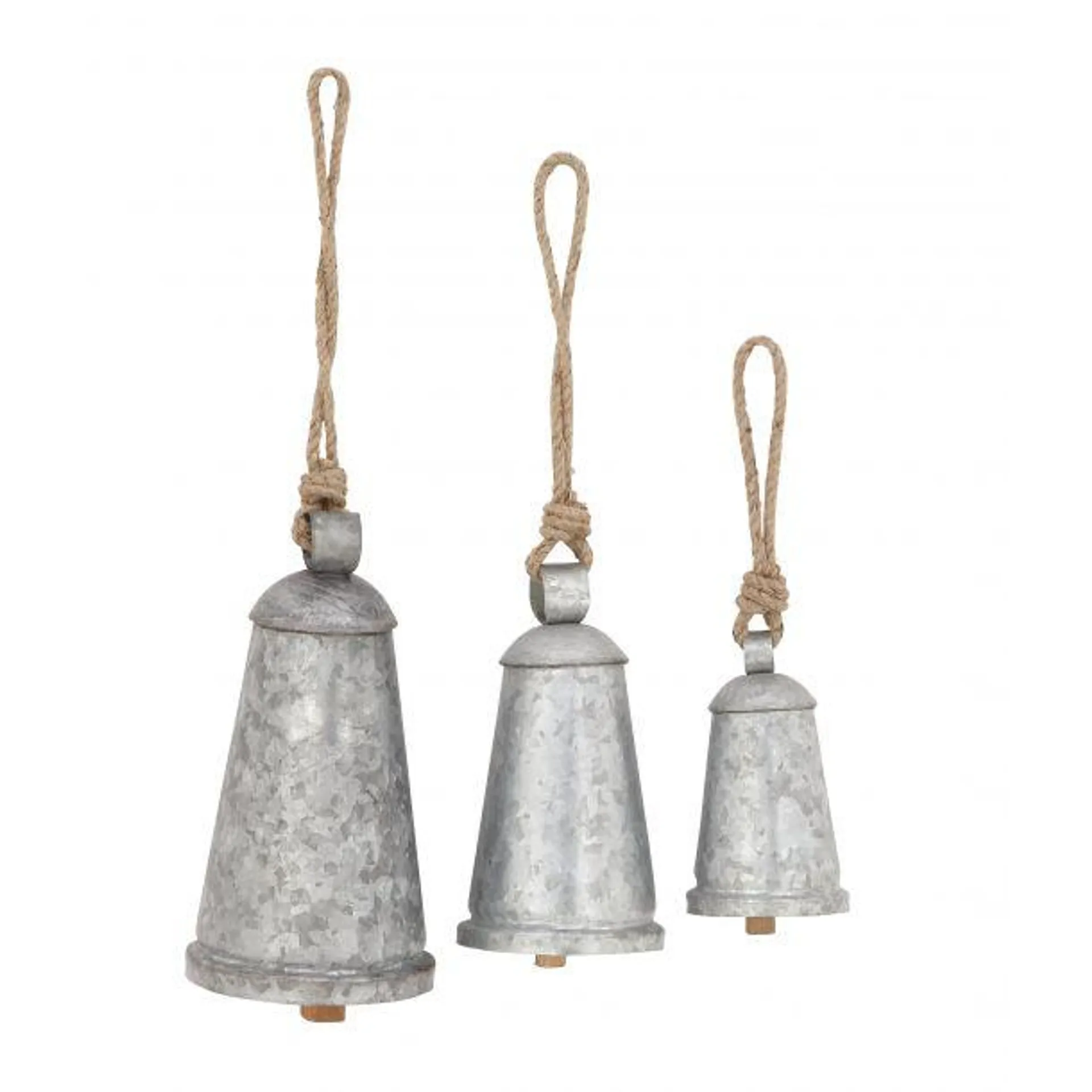 Set of 3 Grey Metal Rustic Windchime, 13", 17", 20"