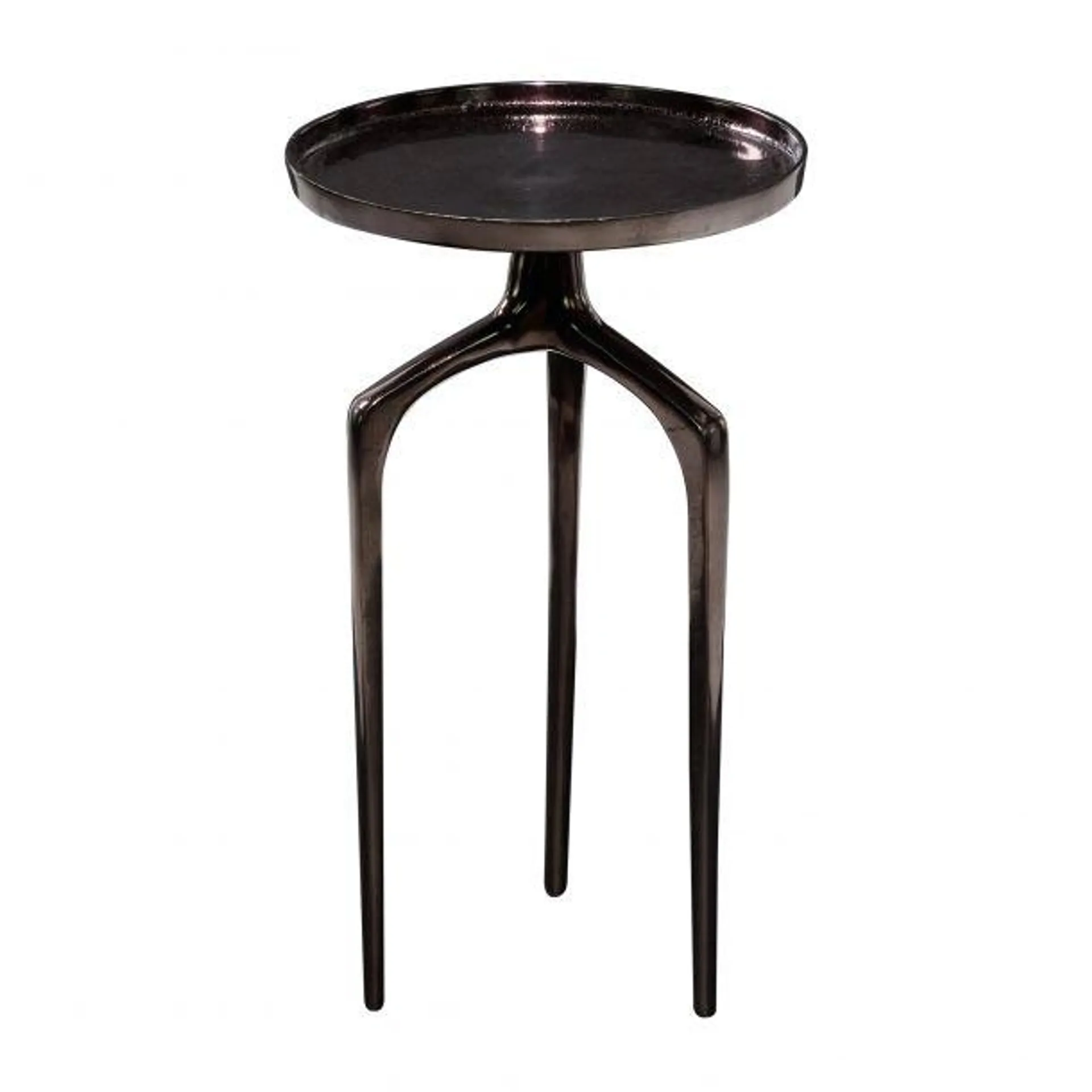 Contemporary 13" Tray Top Aluminum Accent Table with 3 Tripod Legs by Marisol + Daisy - Black